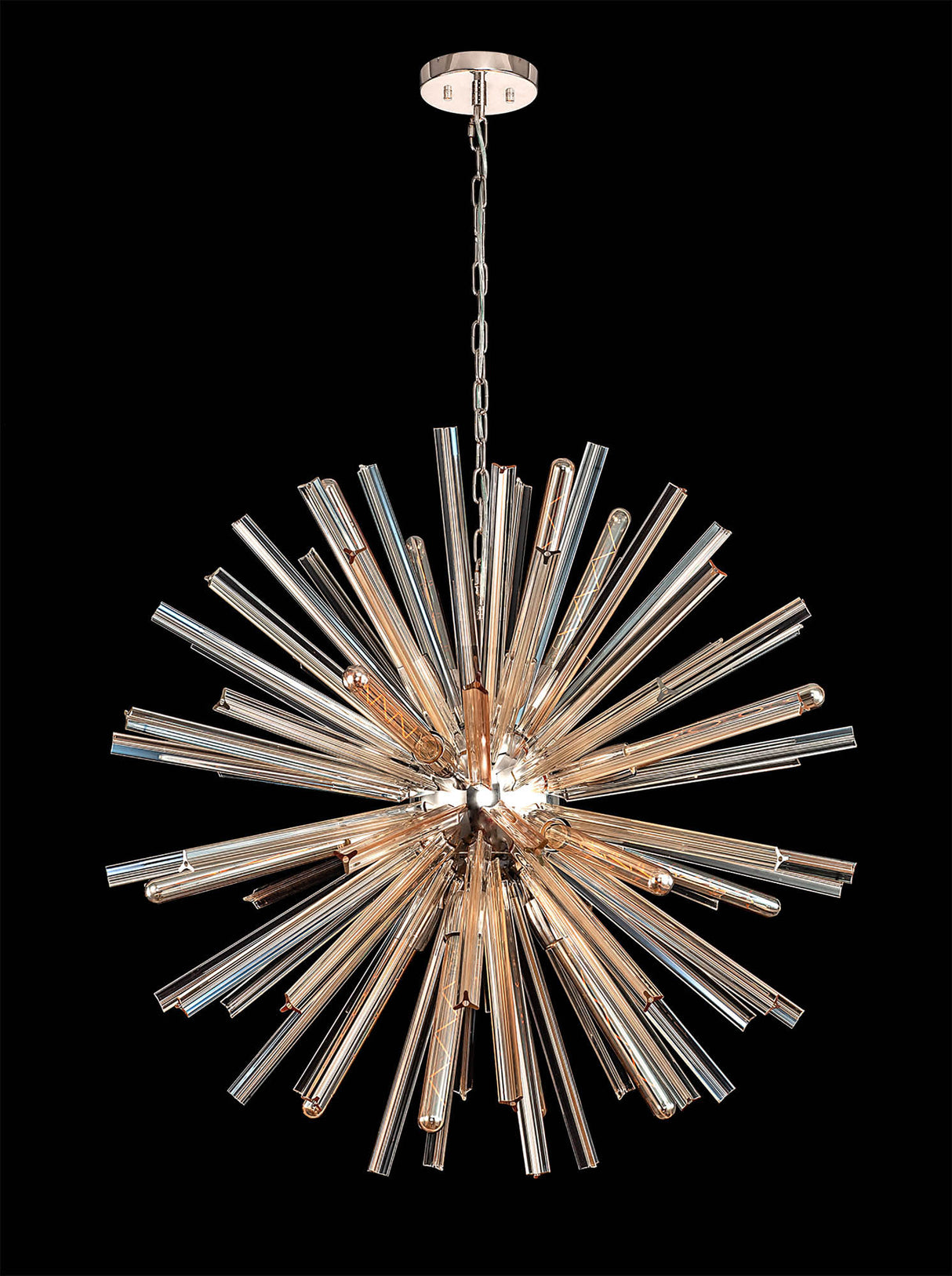 Harris 16 Light E27, Round Pendant Polished Nickel / Champagne Gold Glass