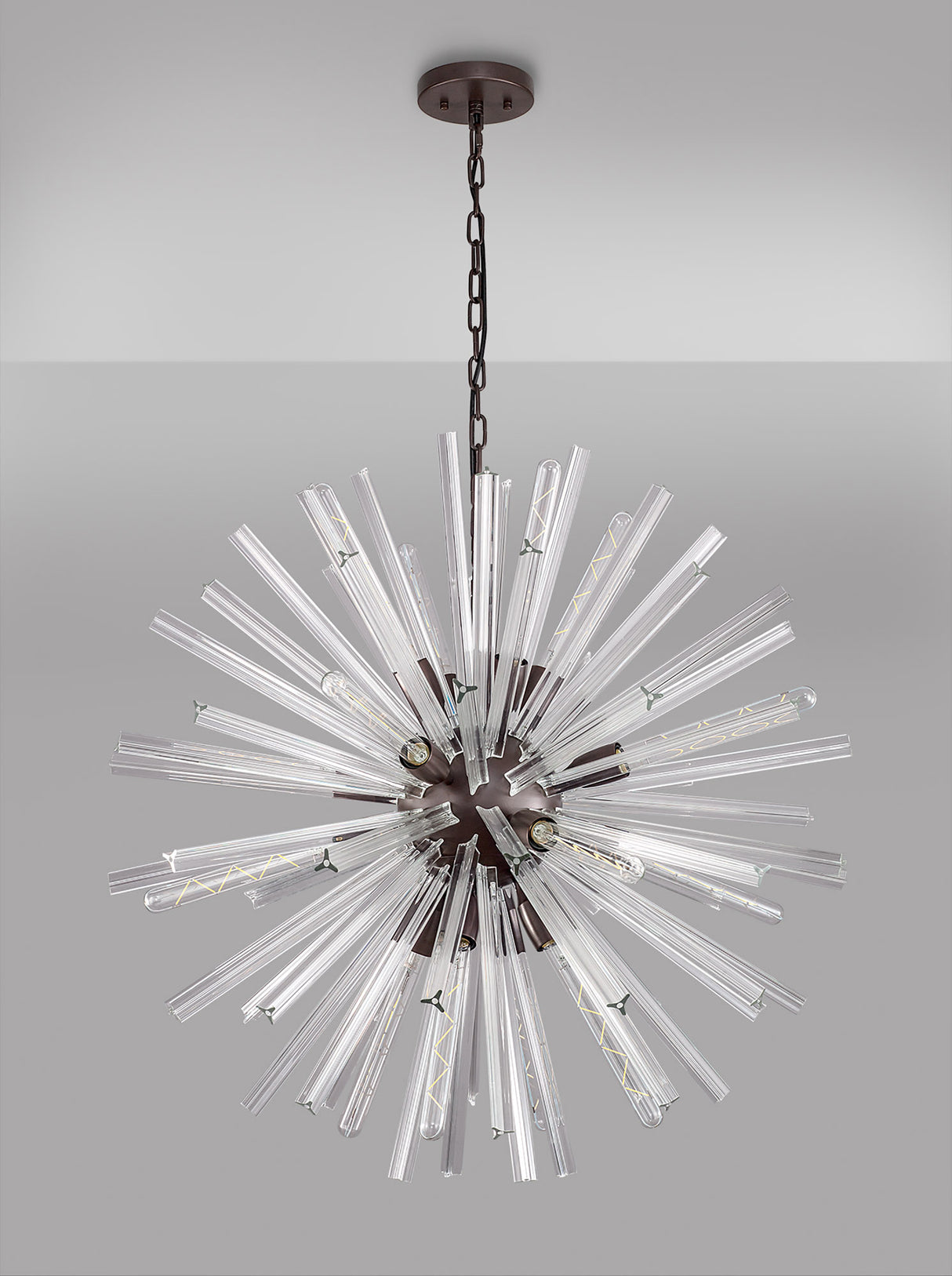 Harris 16 Light E27, Round Pendant Brown Oxide / Clear Glass
