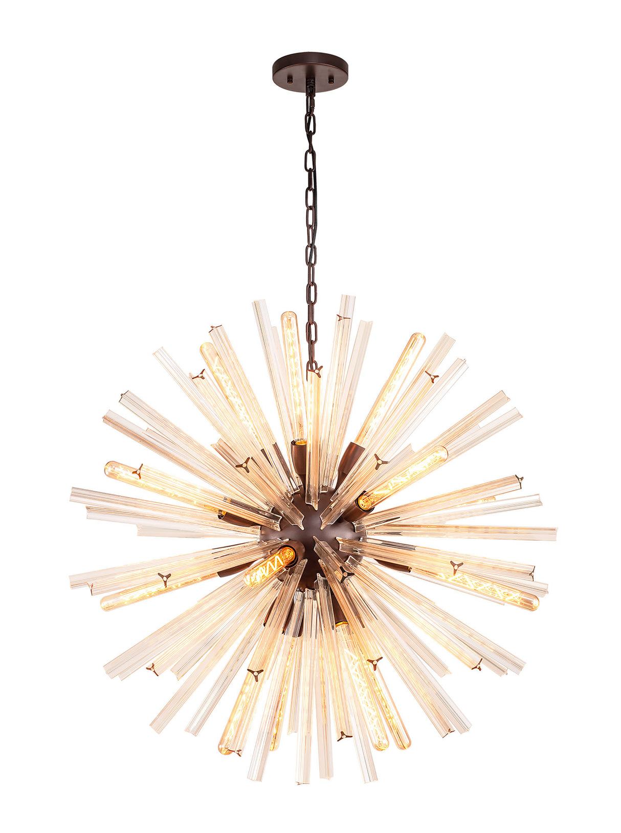 Harris 16 Light E27, Round Pendant Brown Oxide / Champagne Gold Glass