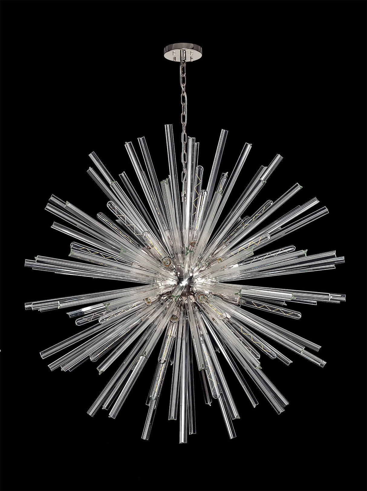 Harris 32 Light E27, Round Pendant Polished Nickel / Clear Glass, Item Weight: 30kg