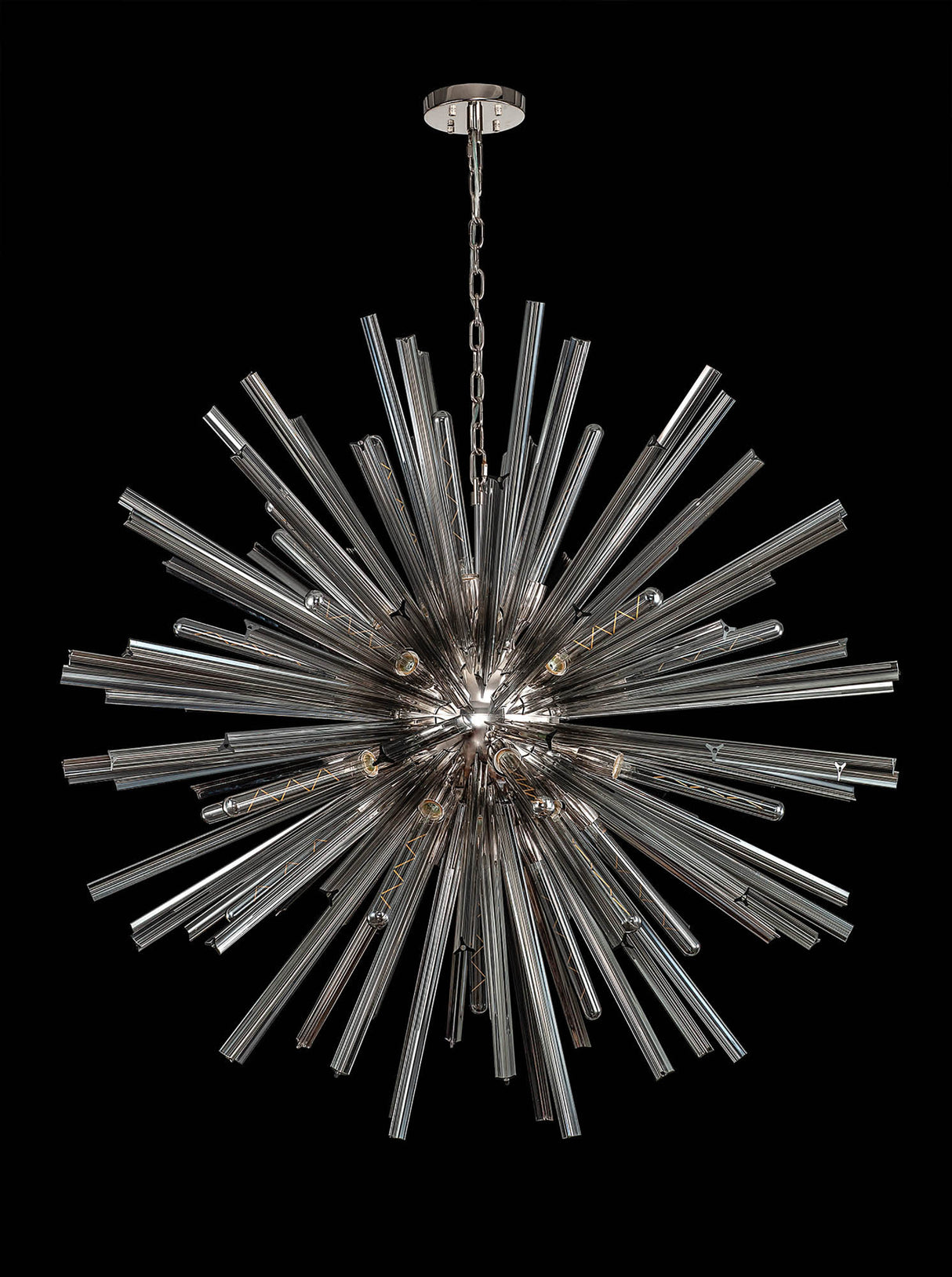Harris 32 Light E27, Round Pendant Polished Nickel / Smoke Glass, Item Weight: 30kg