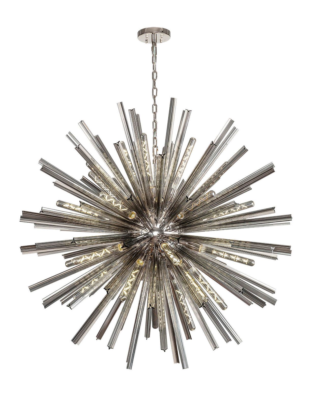 Harris 32 Light E27, Round Pendant Polished Nickel / Smoke Glass, Item Weight: 30kg