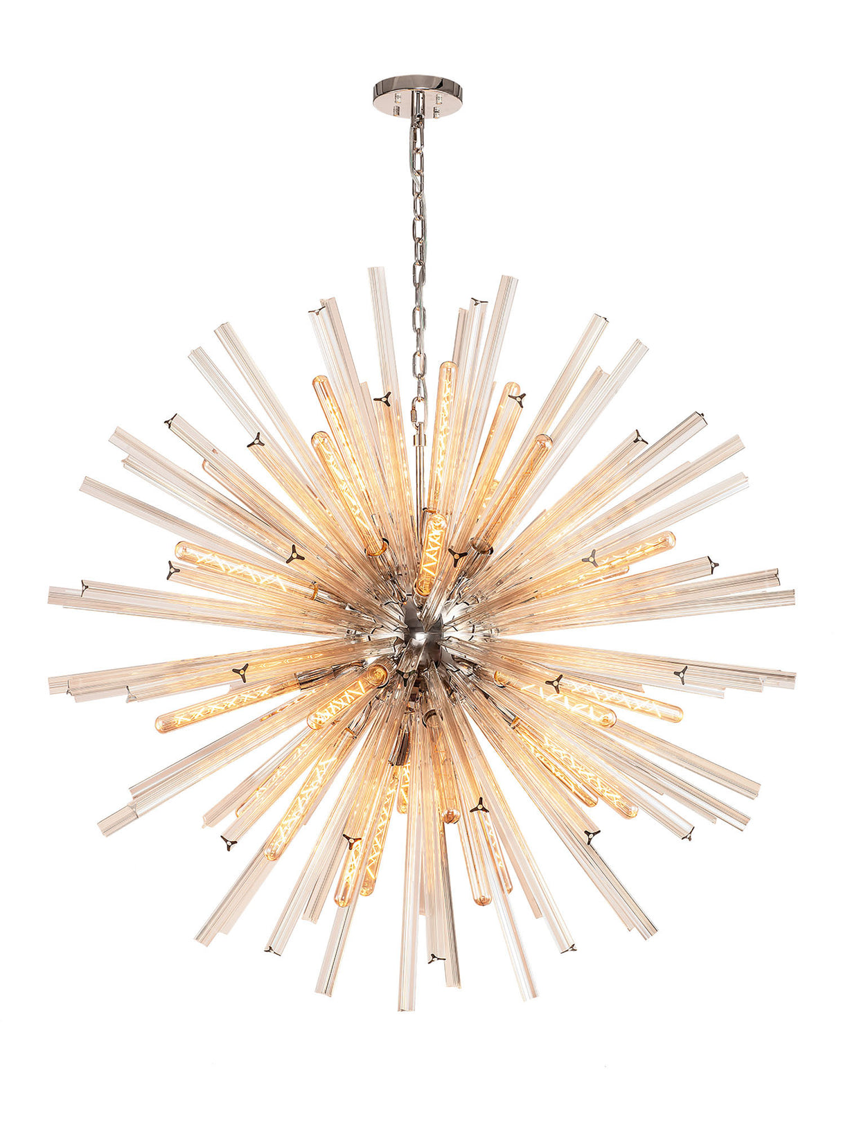 Harris 32 Light E27, Round Pendant Polished Nickel / Champagne Glass, Item Weight: 30kg