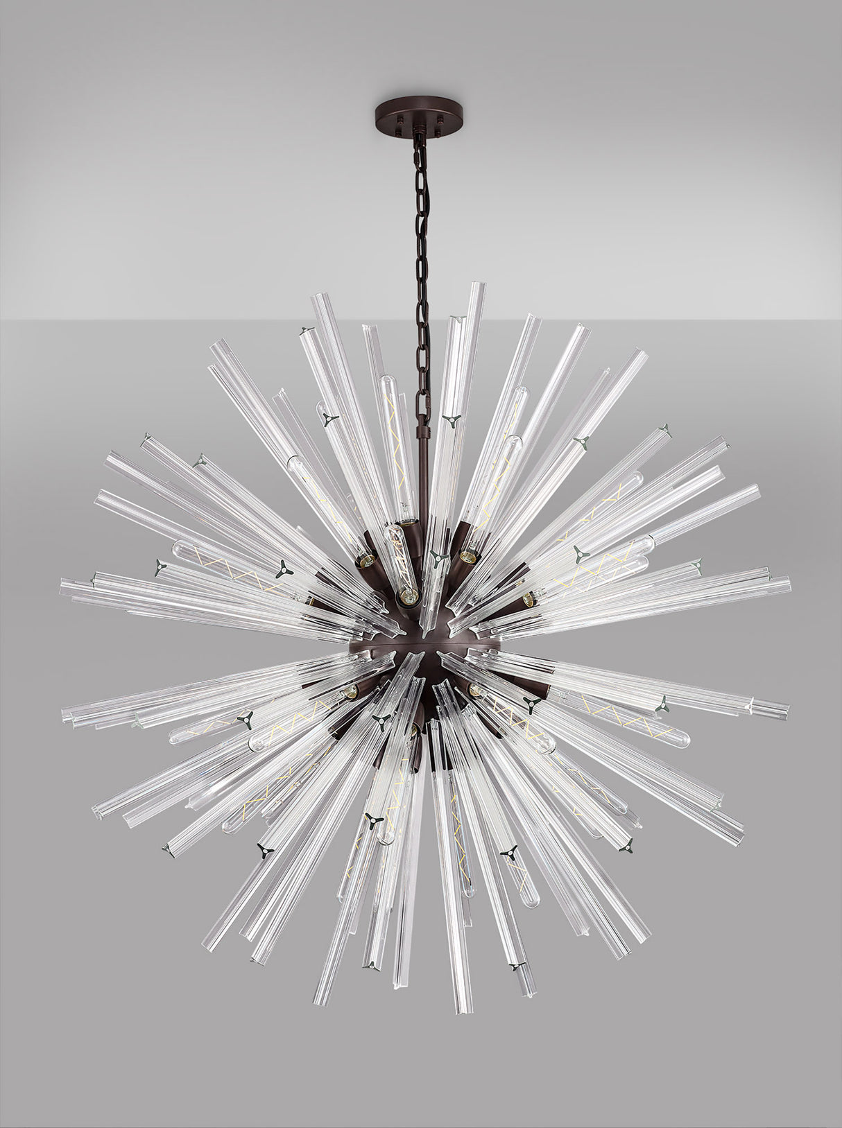 Harris 32 Light E27, Round Pendant Brown Oxide / Clear Glass, Item Weight: 30kg