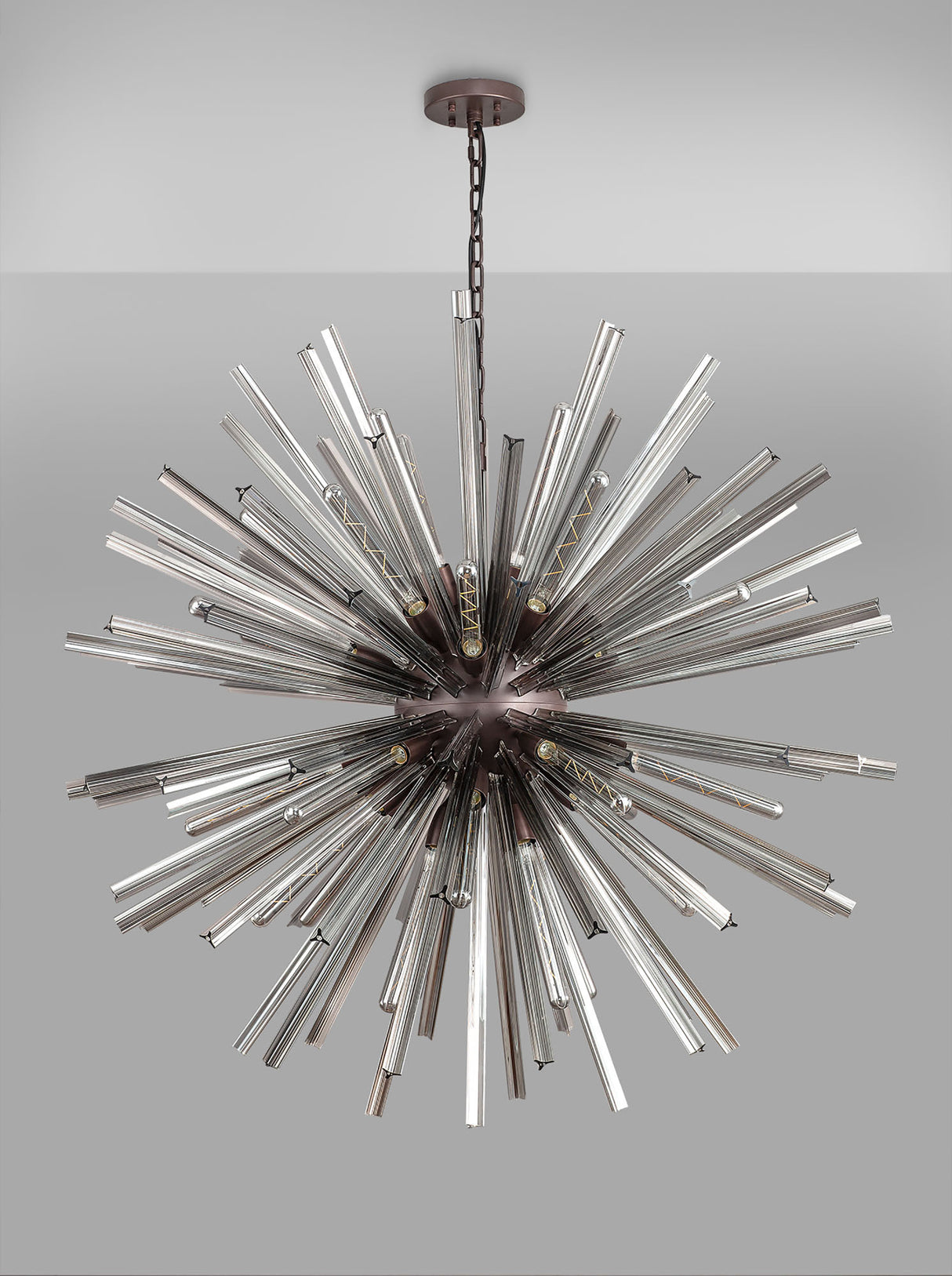 Harris 32 Light E27, Round Pendant Brown Oxide / Smoke Glass, Item Weight: 30kg