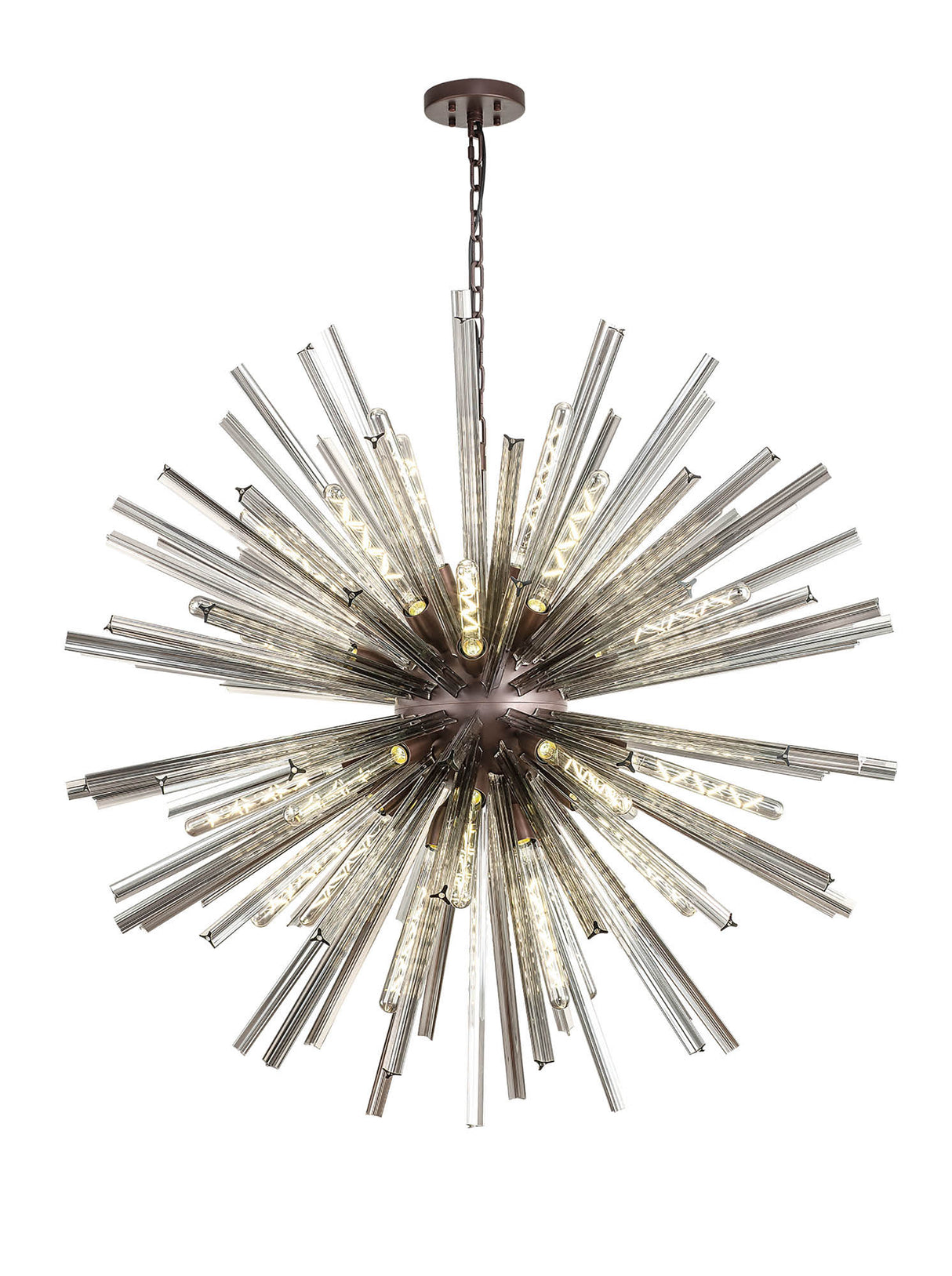 Harris 32 Light E27, Round Pendant Brown Oxide / Smoke Glass, Item Weight: 30kg