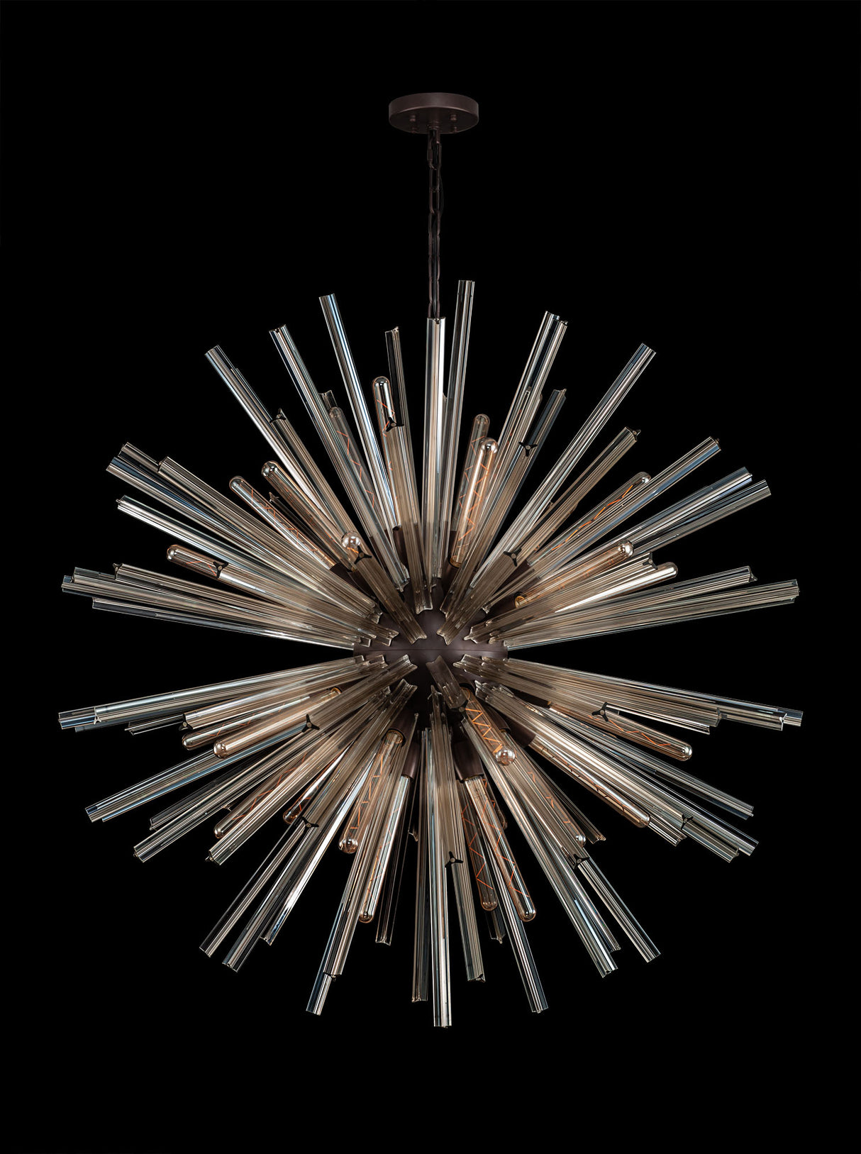 Harris 32 Light E27, Round Pendant Brown Oxide / Champagne Glass, Item Weight: 30kg