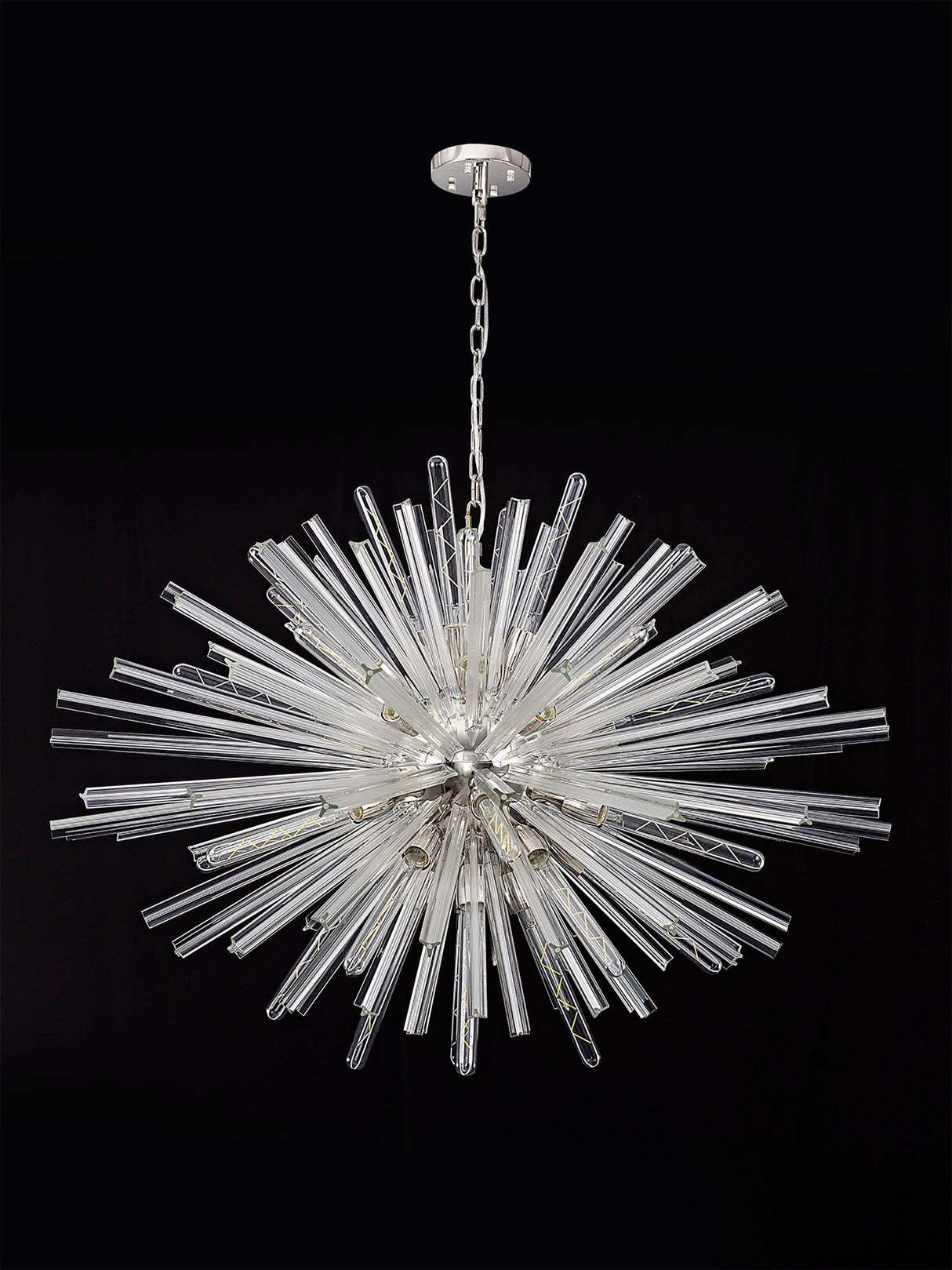 Harris 32 Light E27, Oval Pendant Polished Nickel / Clear Glass, Item Weight: 25kg