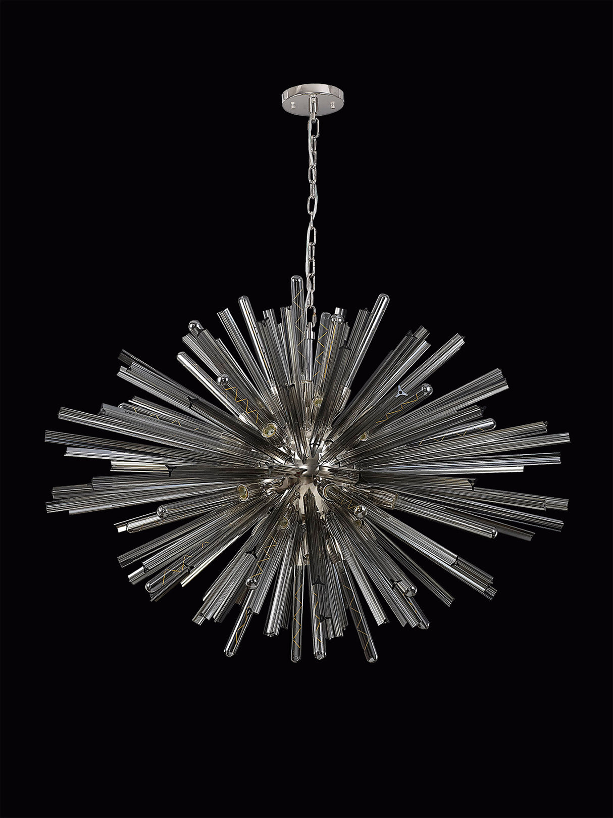 Harris 32 Light E27, Oval Pendant Polished Nickel / Smoke Glass, Item Weight: 25kg