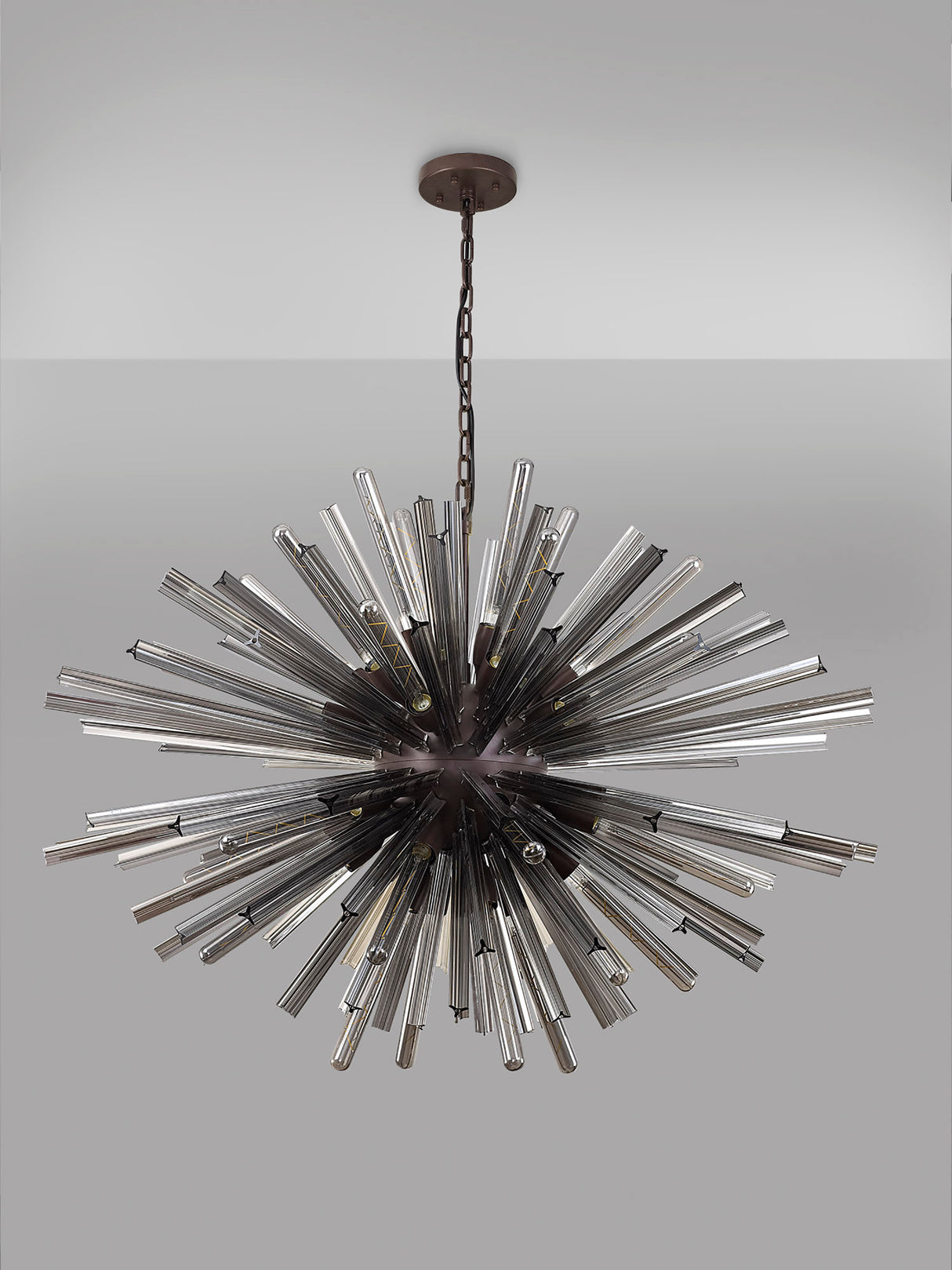 Harris 32 Light E27, Oval Pendant Brown Oxide / Smoke Glass, Item Weight: 25kg