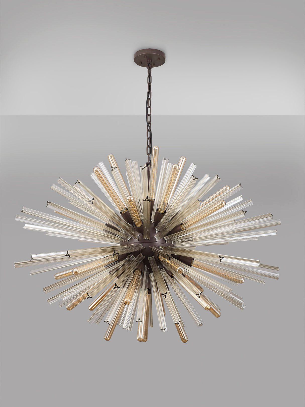 Harris 32 Light E27, Oval Pendant Brown Oxide / Champagne Glass, Item Weight: 25kg