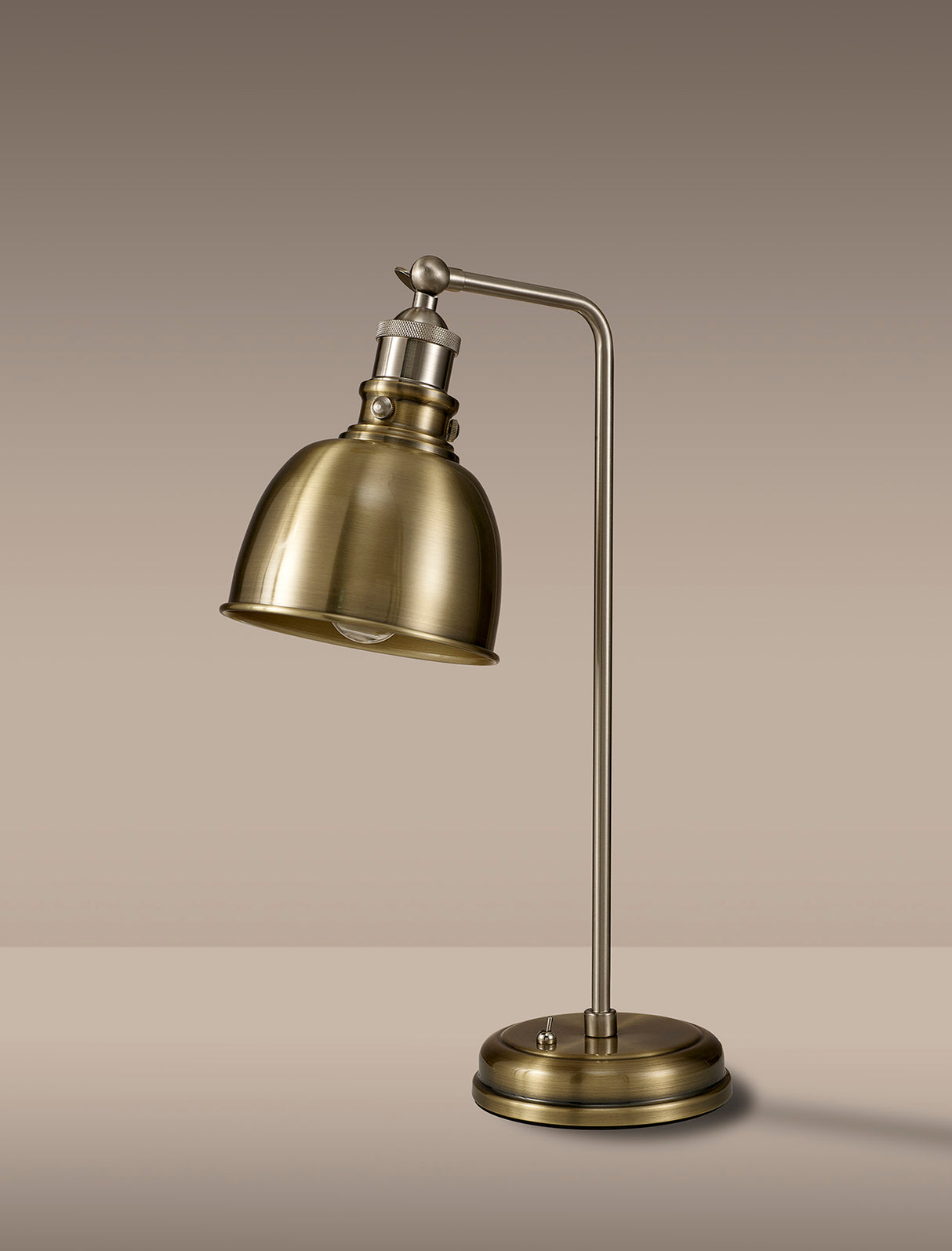 Entwistle Adjustable Table Lamp, 1 x E27, Satin Nickel / Antique Brass / Gold