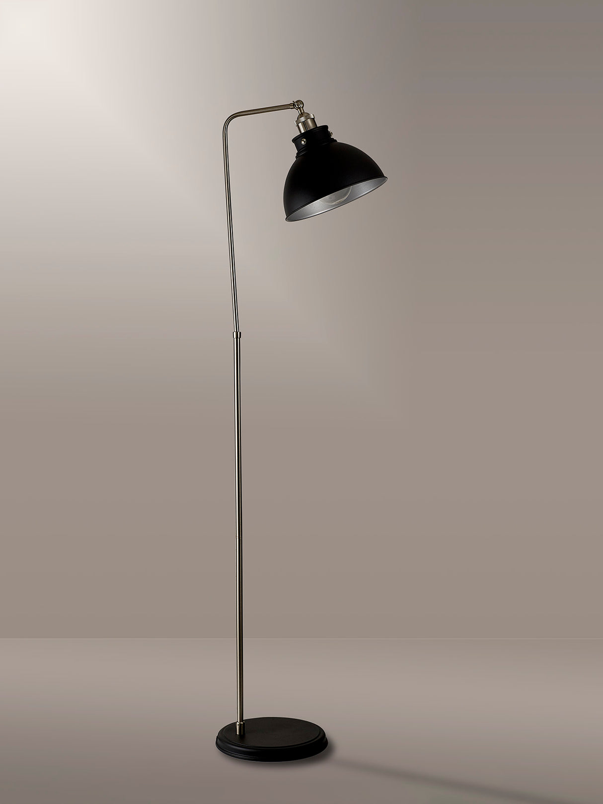 Entwistle Adjustable Floor Lamp, 1 x E27, Graphite / Satin Nickel / Silver