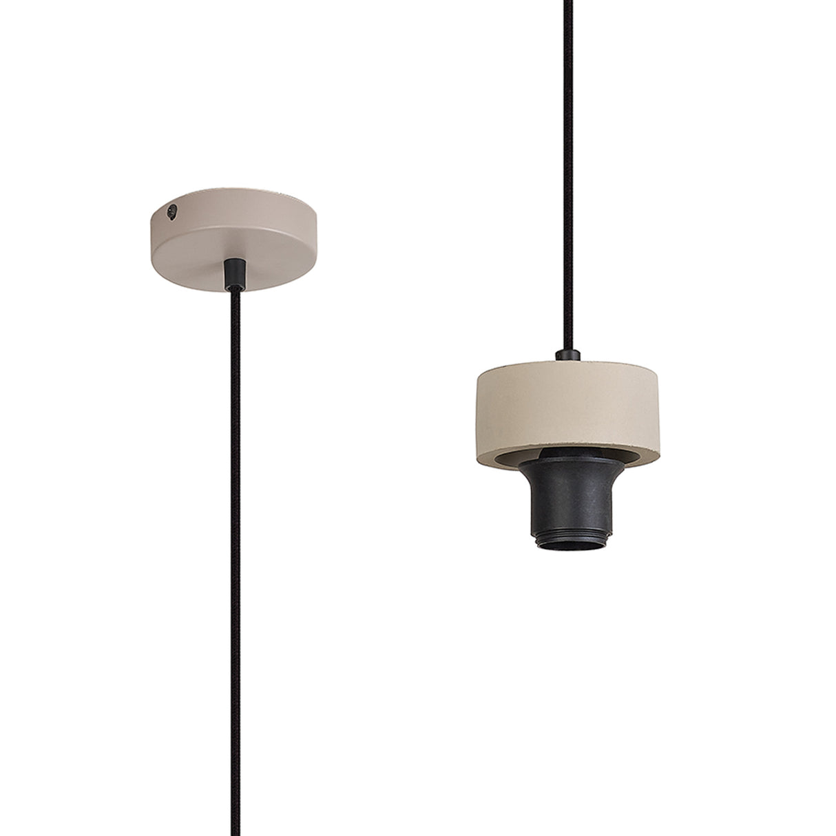 Berry Suspension Kit, 1 x E27, Matt Black / Concrete / Black Fabric