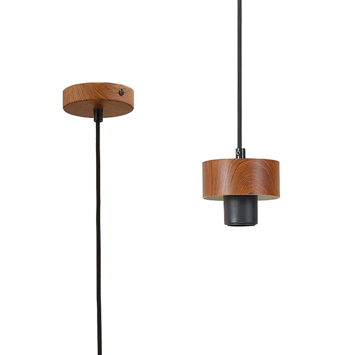 Berry Suspension Kit, 1 x E27, Matt Black / Walnut / Black Fabric