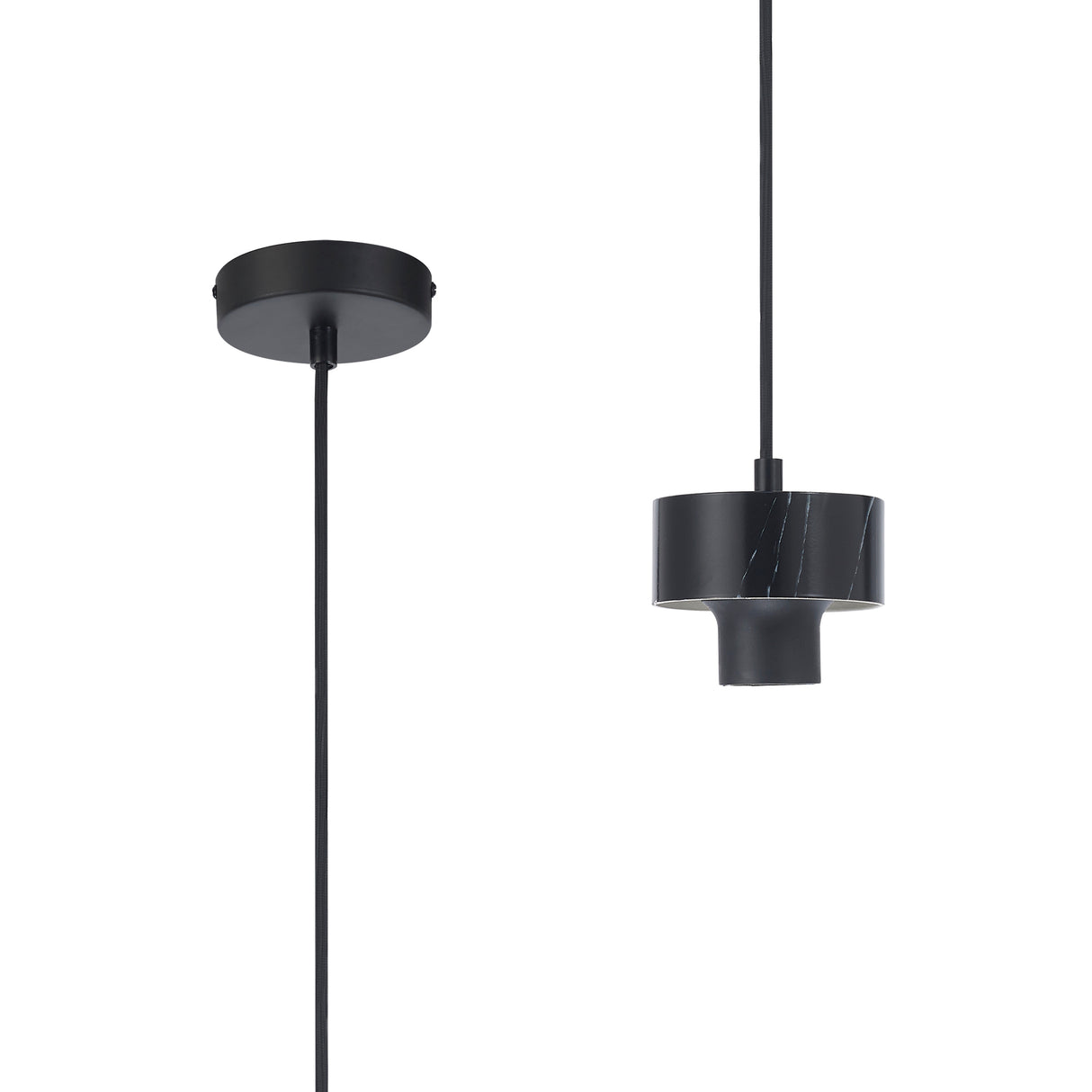 Berry Suspension Kit, 1 x E27, Black Marble / Black / Black Fabric