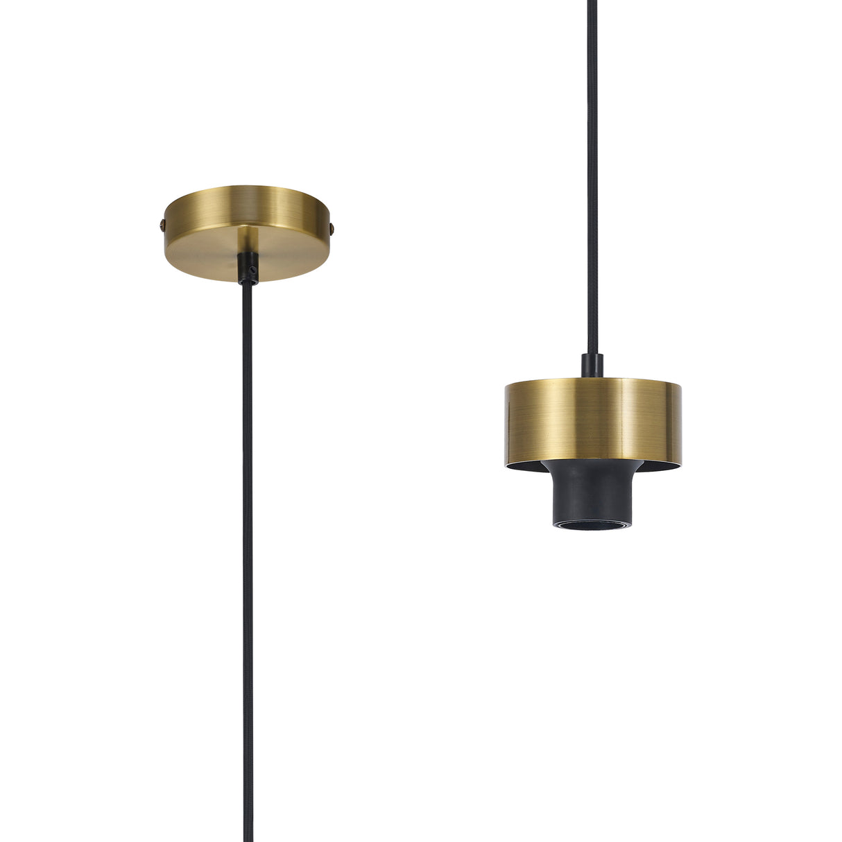 Berry Suspension Kit, 1 x E27, Brass / Black Fabric