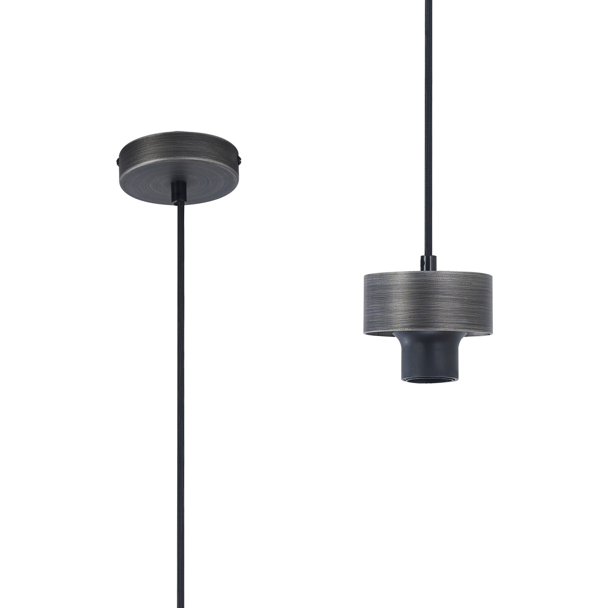 Berry Suspension Kit, 1 x E27, Aged Pewter / Black Fabric