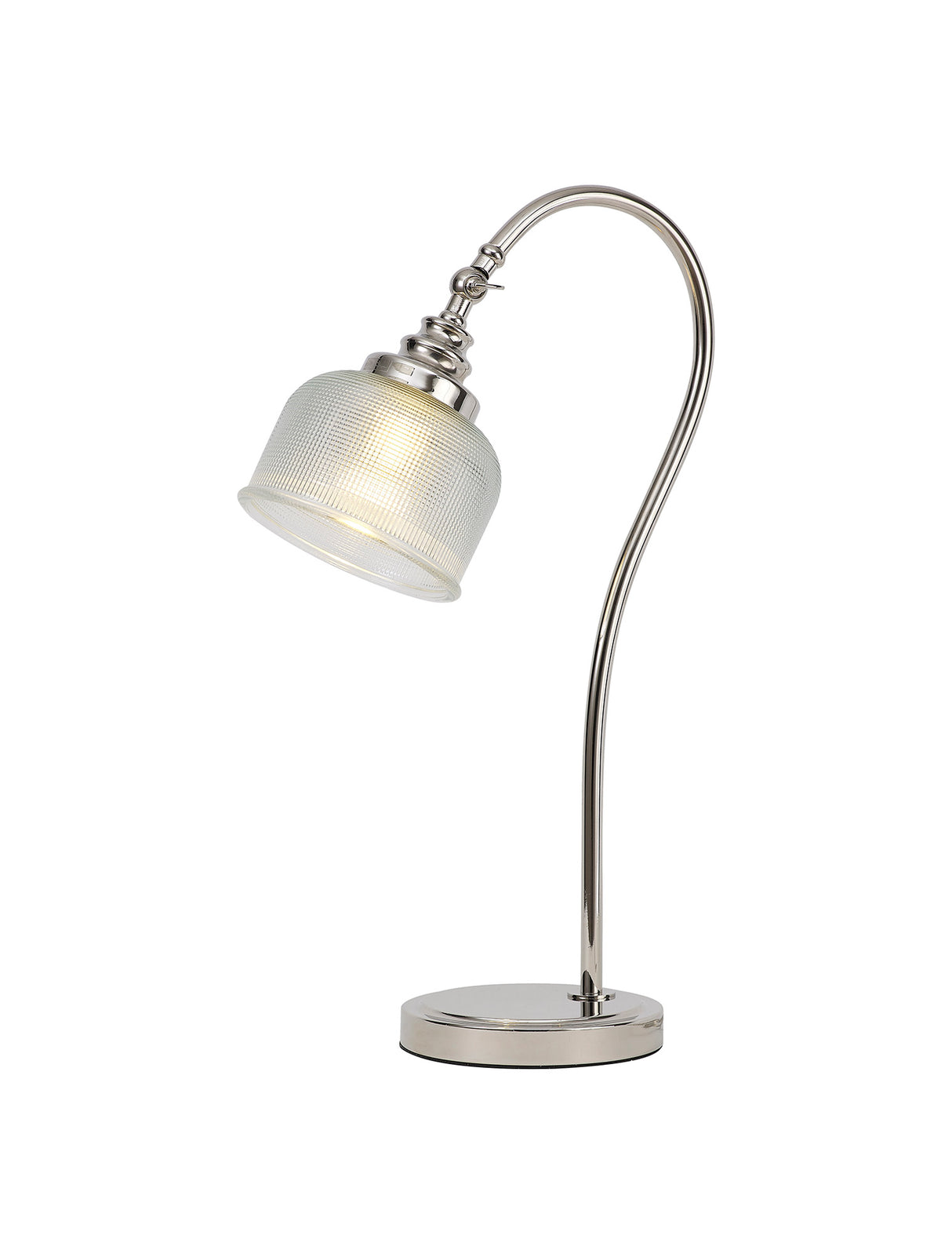 Gray Table Lamp 1 Light E27 Polished Nickel / Prismatic Glass