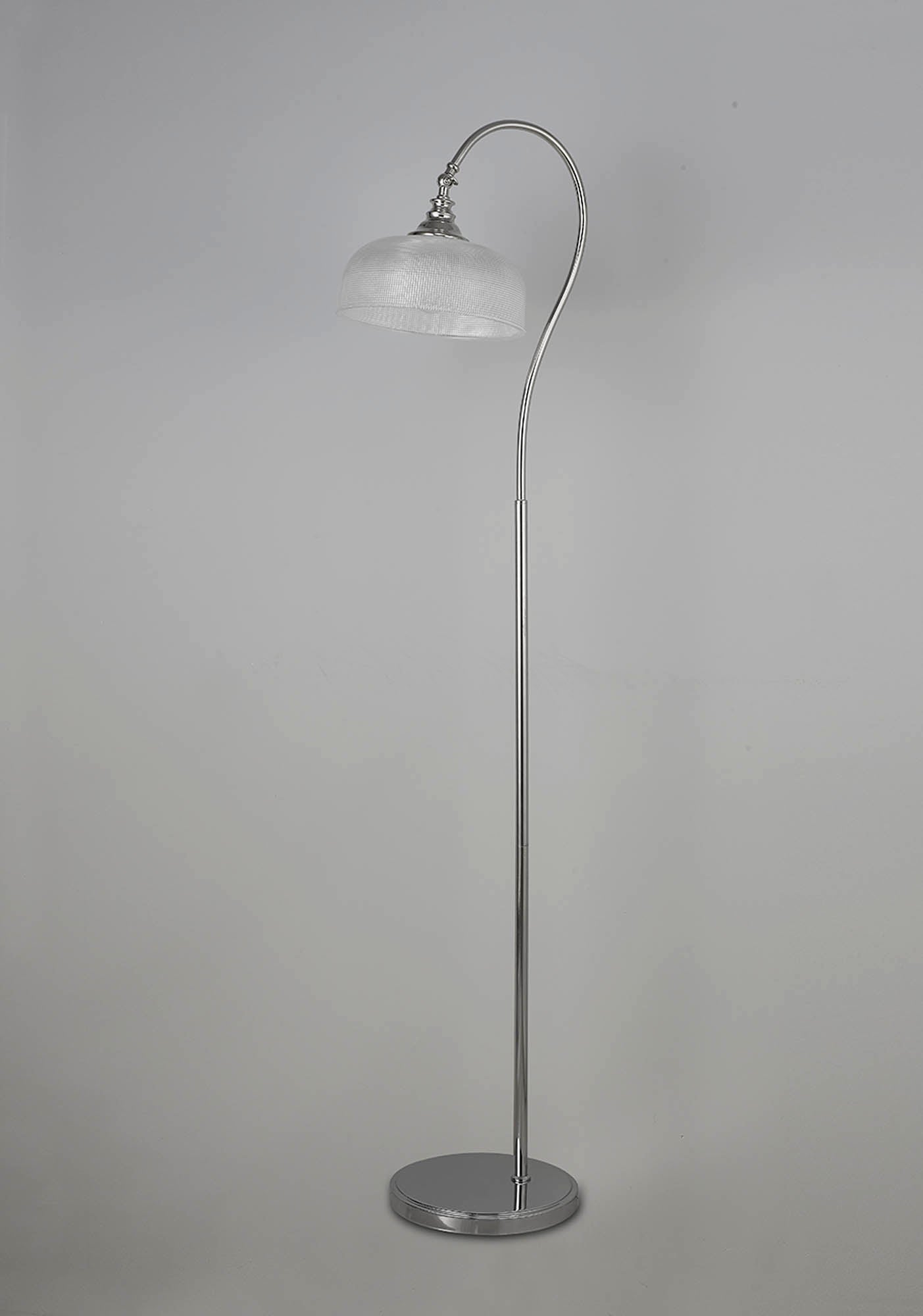 Gray Floor Lamp 1 Light E27 Polished Nickel / Prismatic Glass