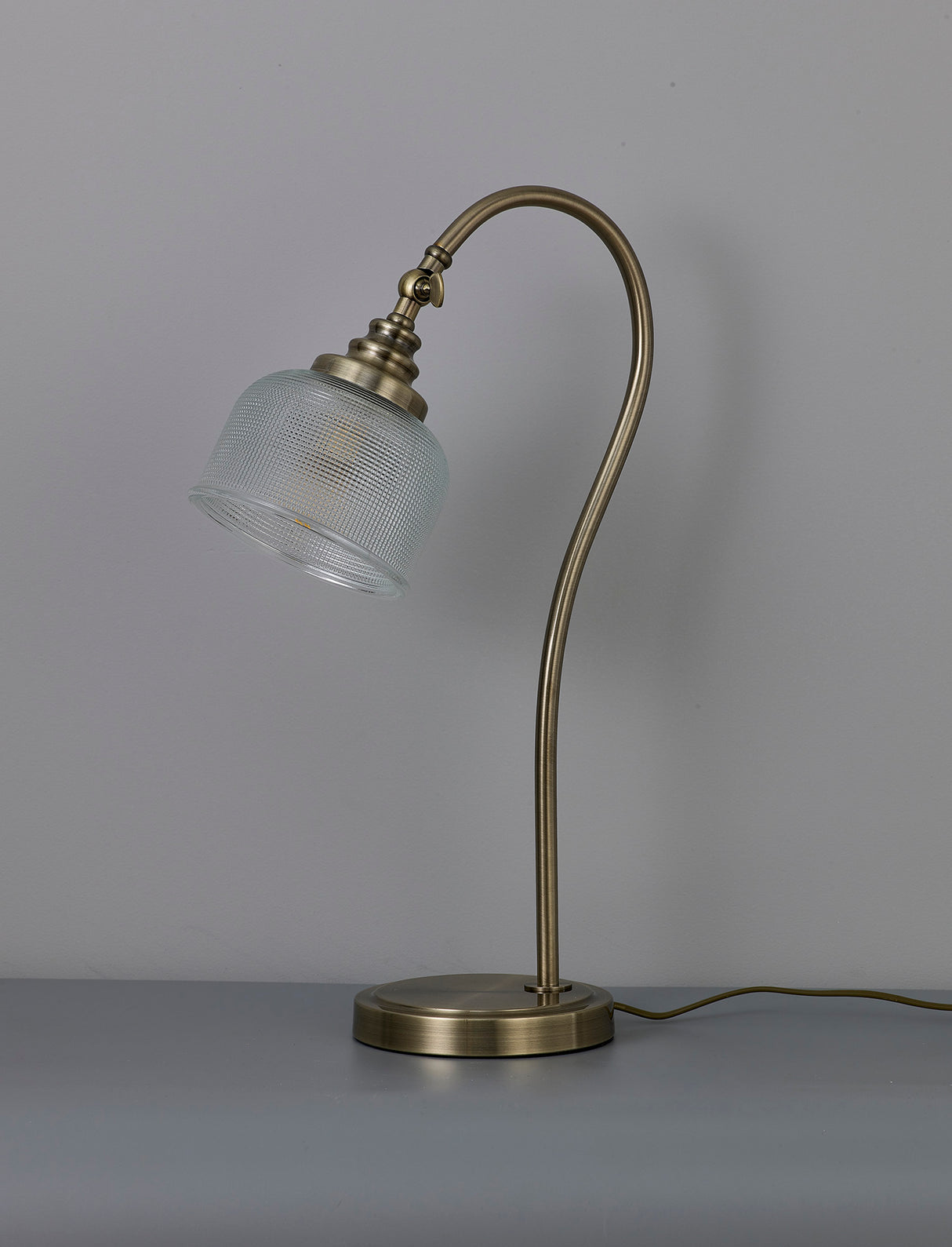Gray Table Lamp 1 Light E27 Antique Brass / Prismatic Glass