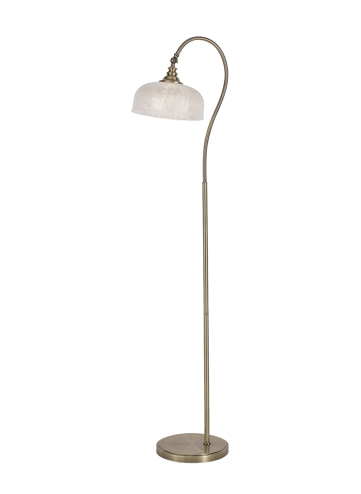 Gray Floor Lamp 1 Light E27 Antique Brass / Prismatic Glass