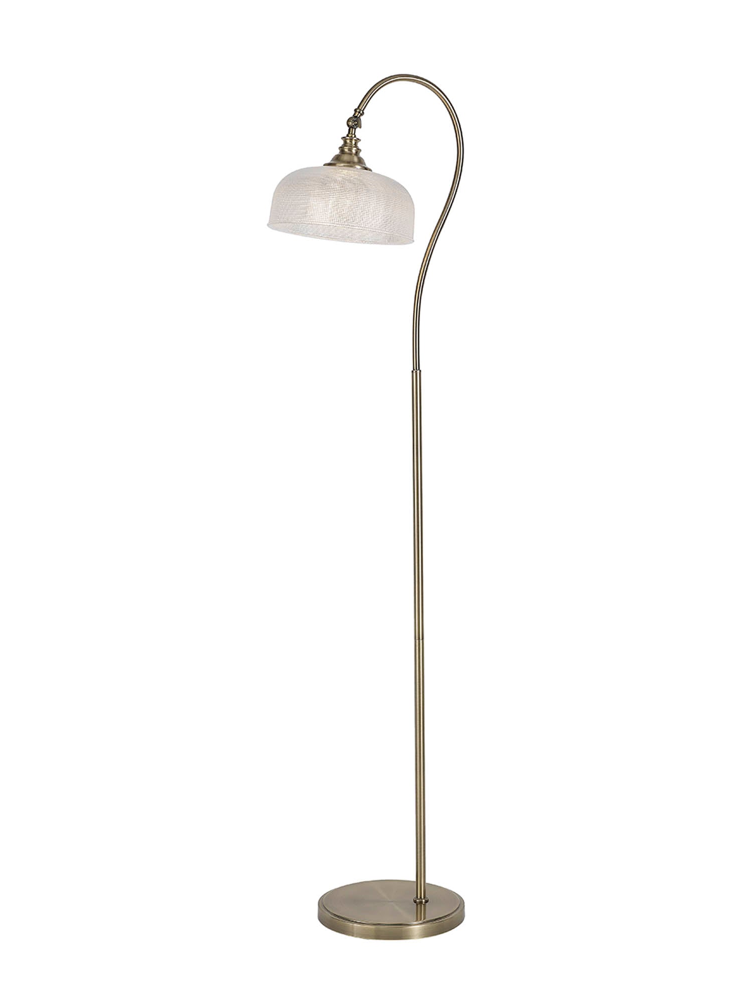 Gray Floor Lamp 1 Light E27 Antique Brass / Prismatic Glass