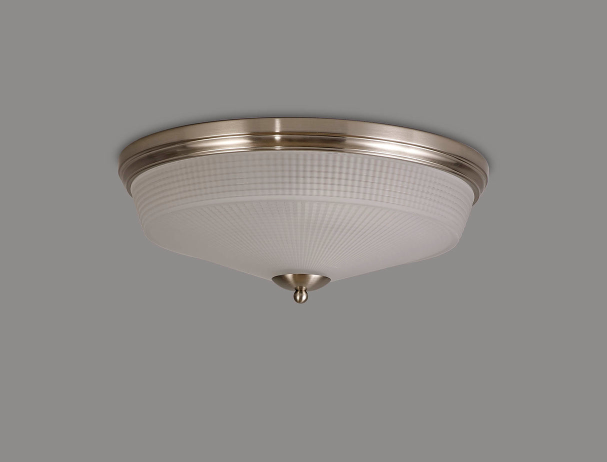Gray 3 Light E27 Flush Ceiling Light, Satin Nickel / Frosted Glass
