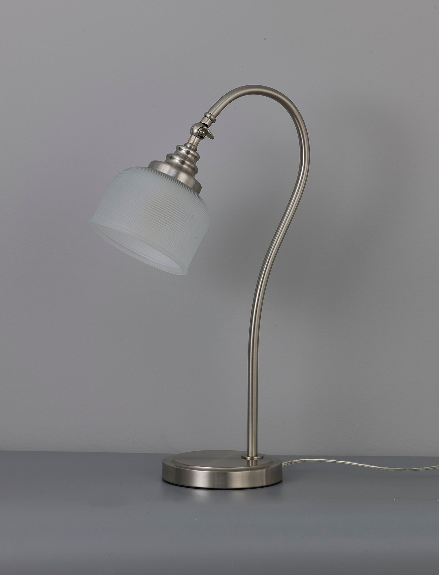 Gray Table Lamp 1 Light E27 Satin Nickel / Frosted Glass