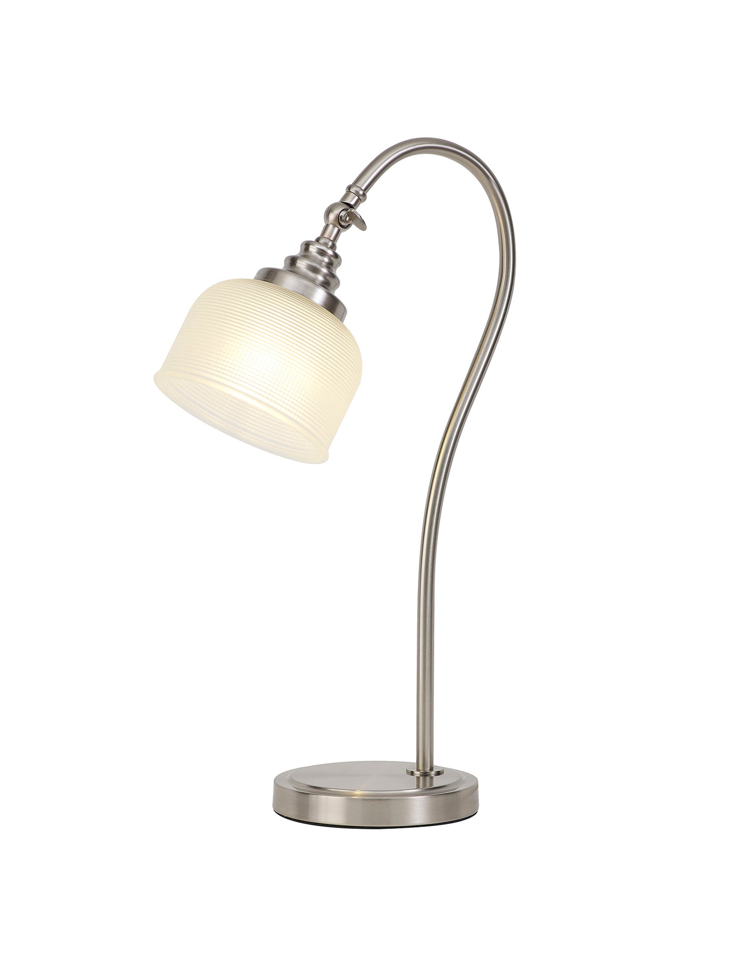 Gray Table Lamp 1 Light E27 Satin Nickel / Frosted Glass