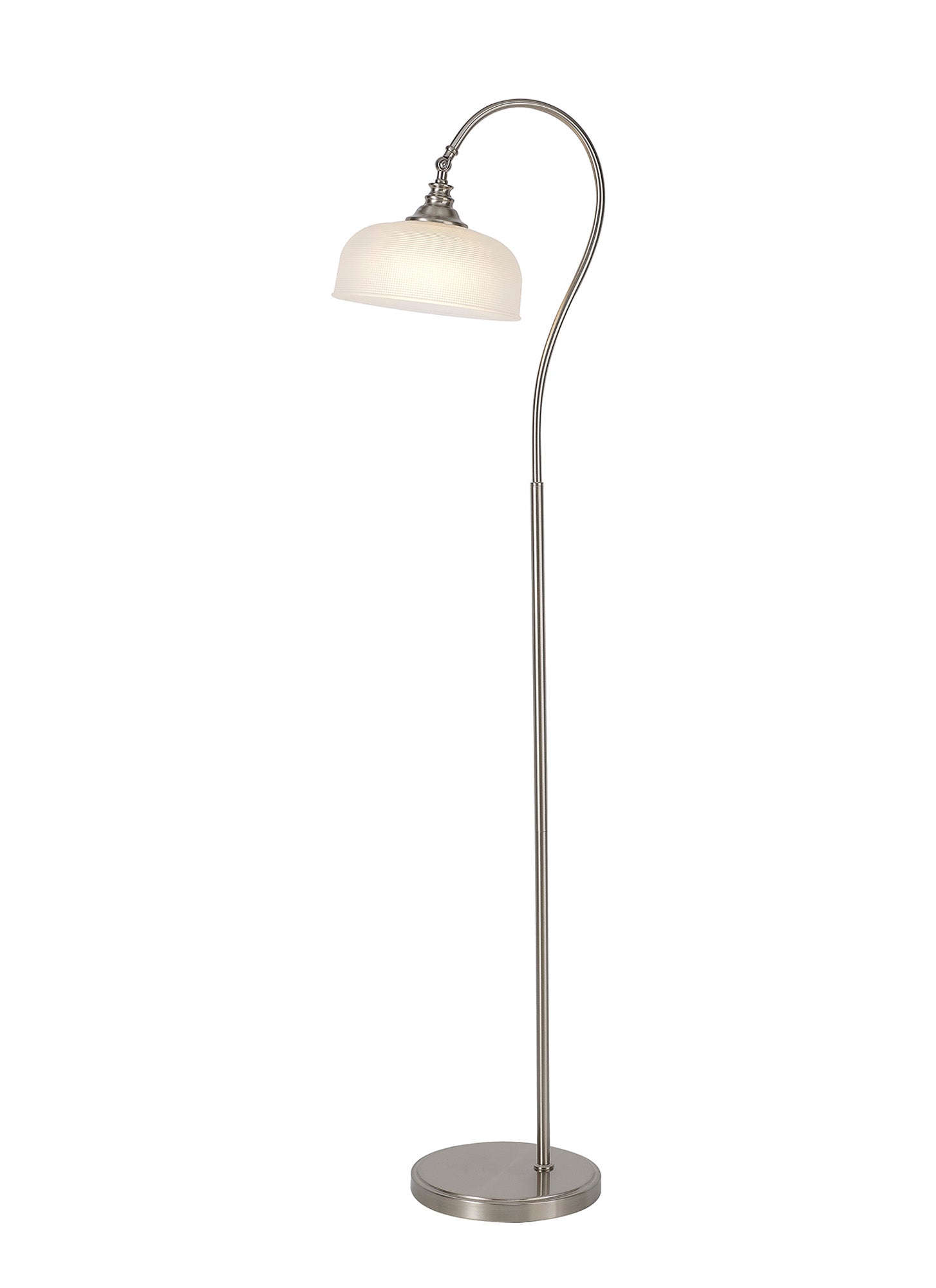 Gray Floor Lamp 1 Light E27 Satin Nickel / Frosted Glass