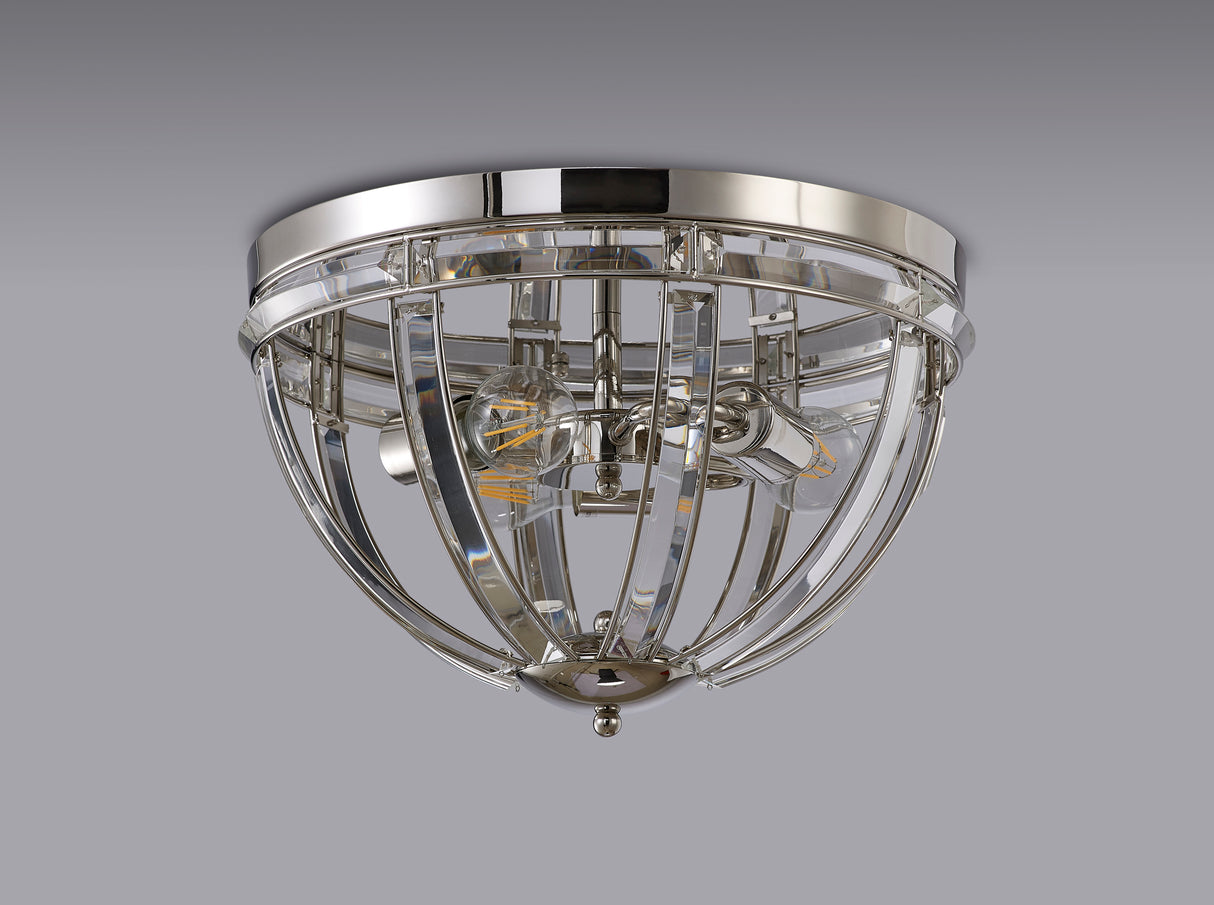 Ellison Round Flush, 3 Light E27, Polished Nickel