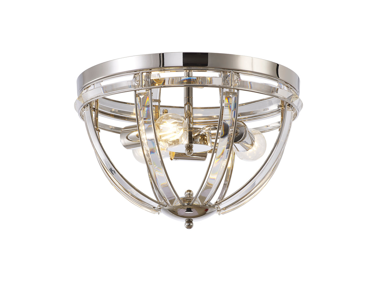 Ellison Round Flush, 3 Light E27, Polished Nickel