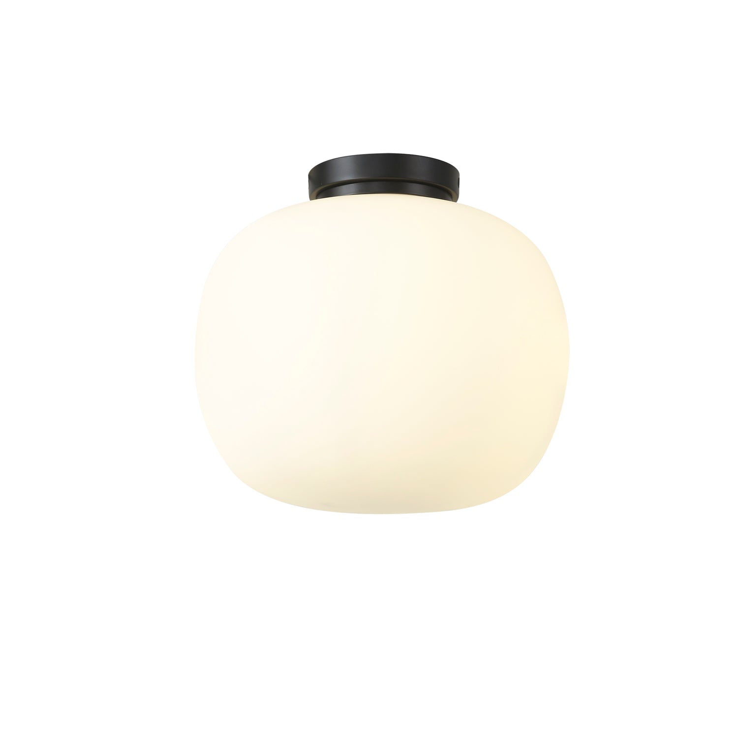 Cunnington Medium Oval Ball Flush Fitting 1 Light E27 Matt Black Base With Frosted White Glass Globe