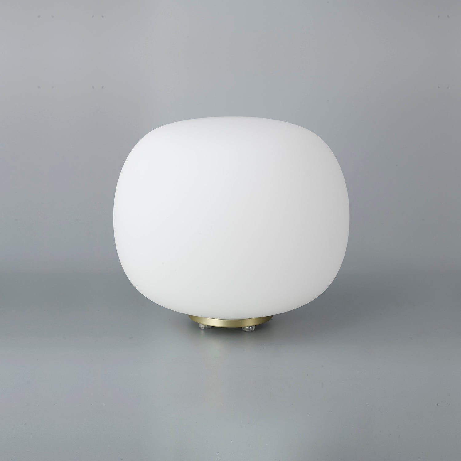 Cunnington Medium Oval Ball Table Lamp 1 Light E27 Satin Gold Base With Frosted White Glass Globe