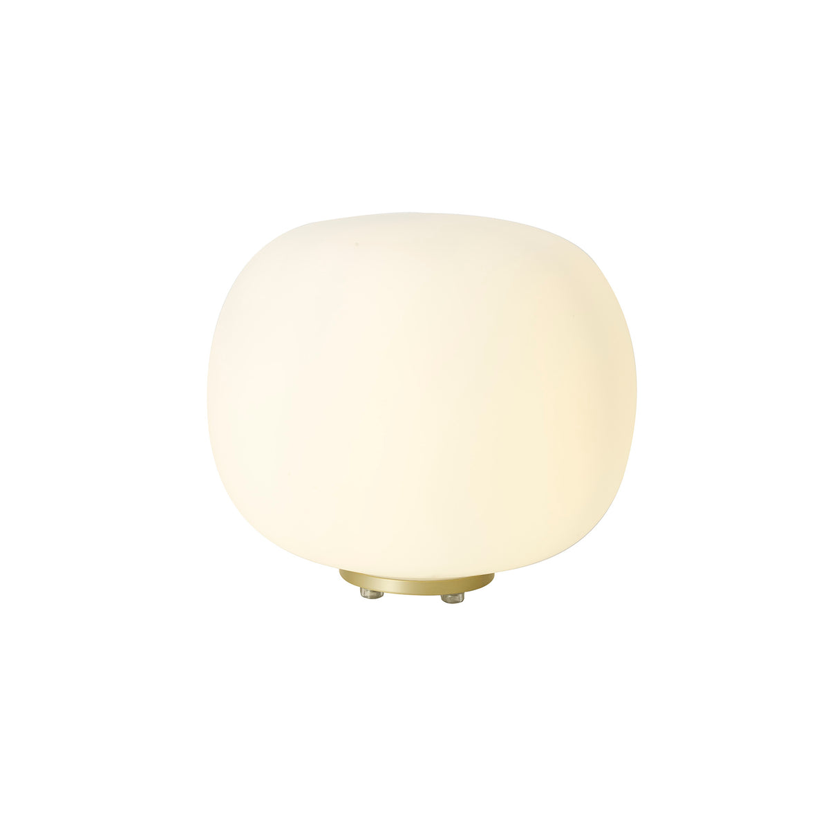 Cunnington Medium Oval Ball Table Lamp 1 Light E27 Satin Gold Base With Frosted White Glass Globe