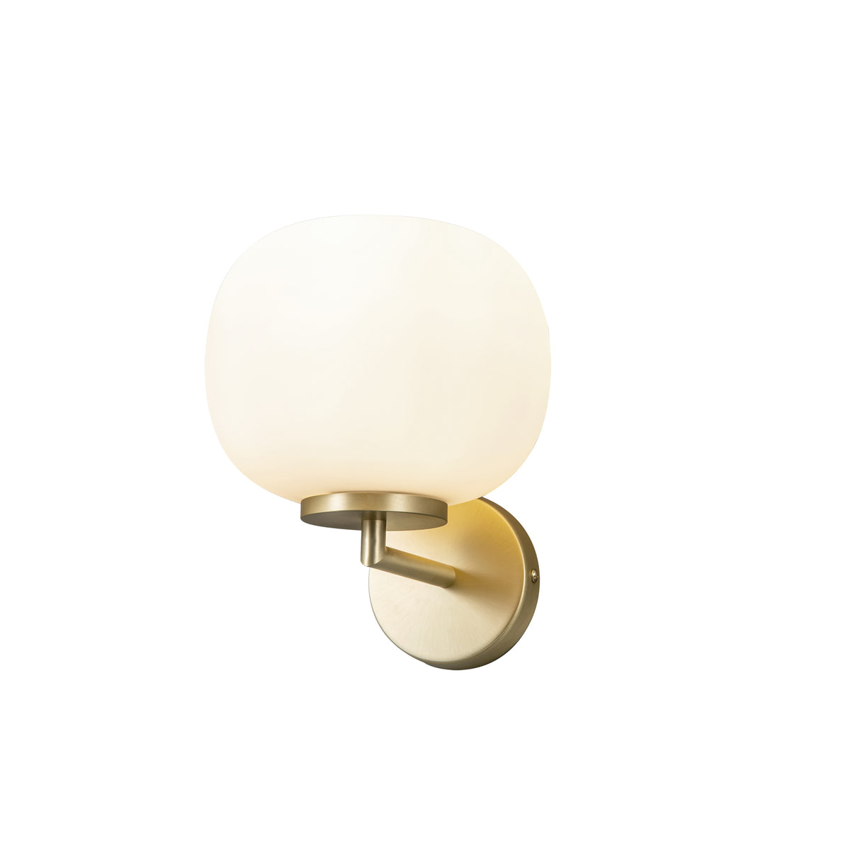 Cunnington Small Oval Ball Wall Light 1 Light E27 Satin Gold Base With Frosted White Glass Globe