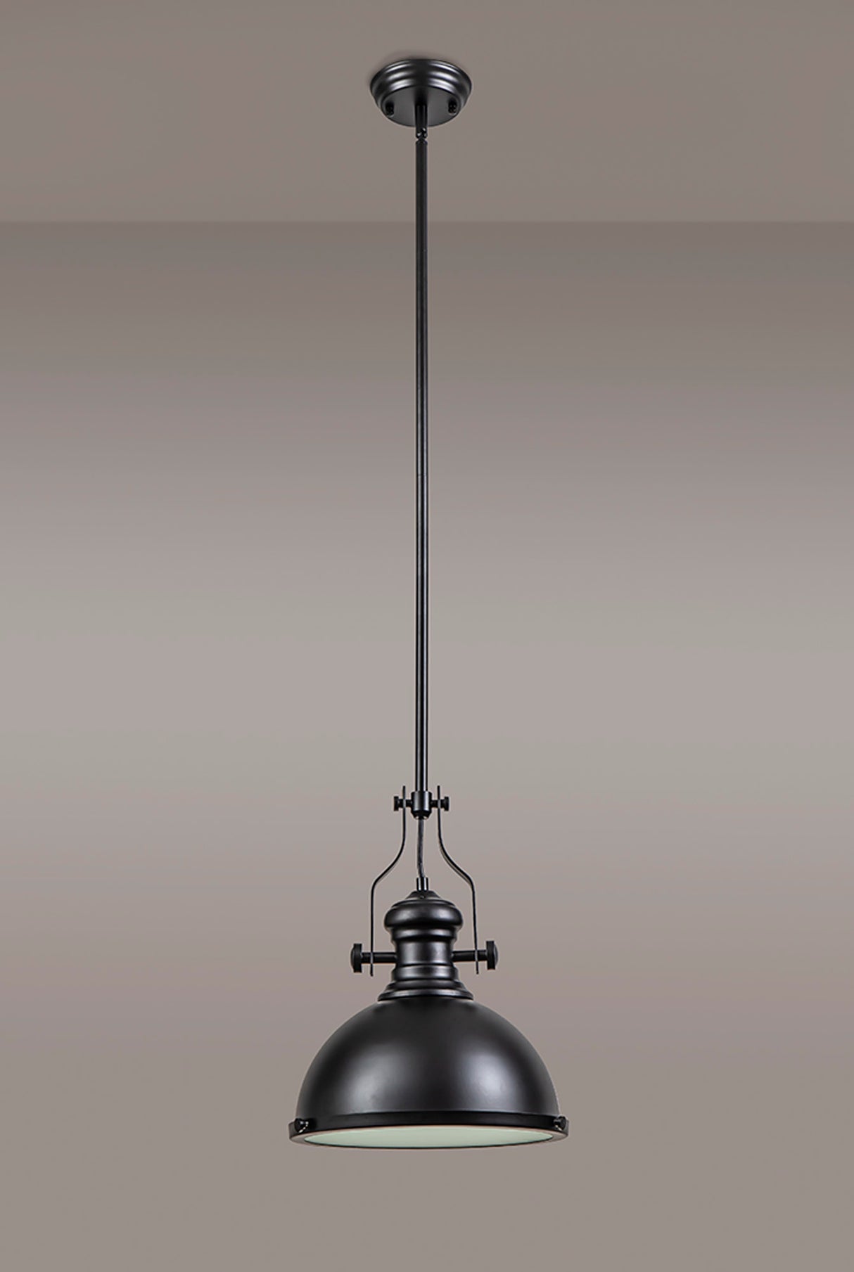 Munro Pendant, 1 x E27, Matt Black/Frosted Glass