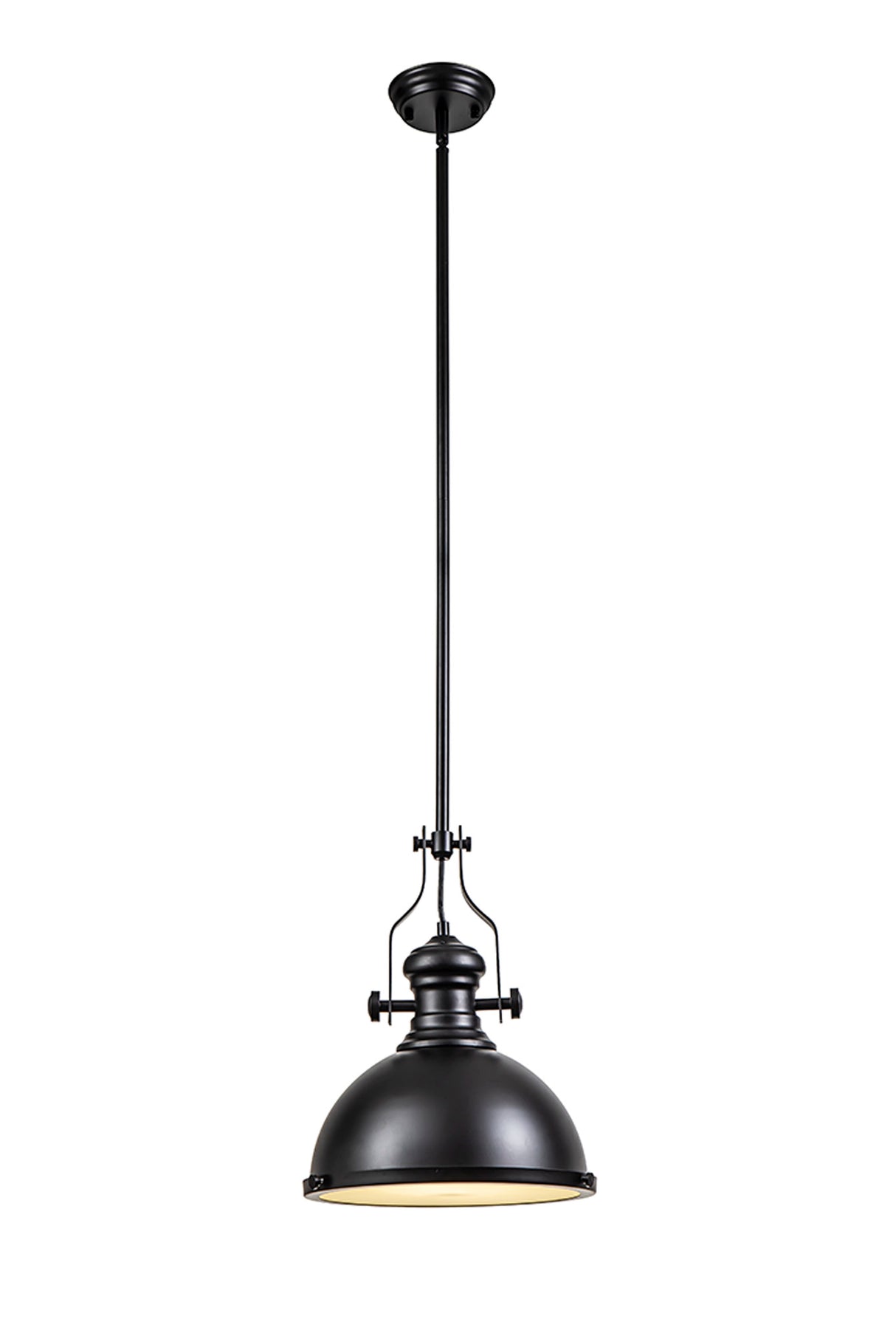 Munro Pendant, 1 x E27, Matt Black/Frosted Glass