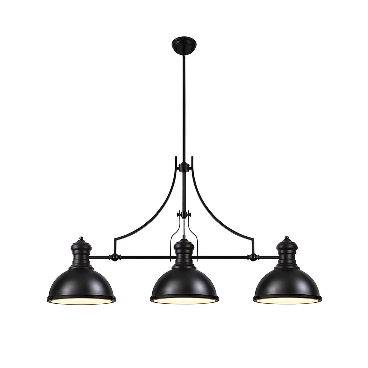 Munro Linear Pendant, 3 x E27, Matt Black/Frosted Glass