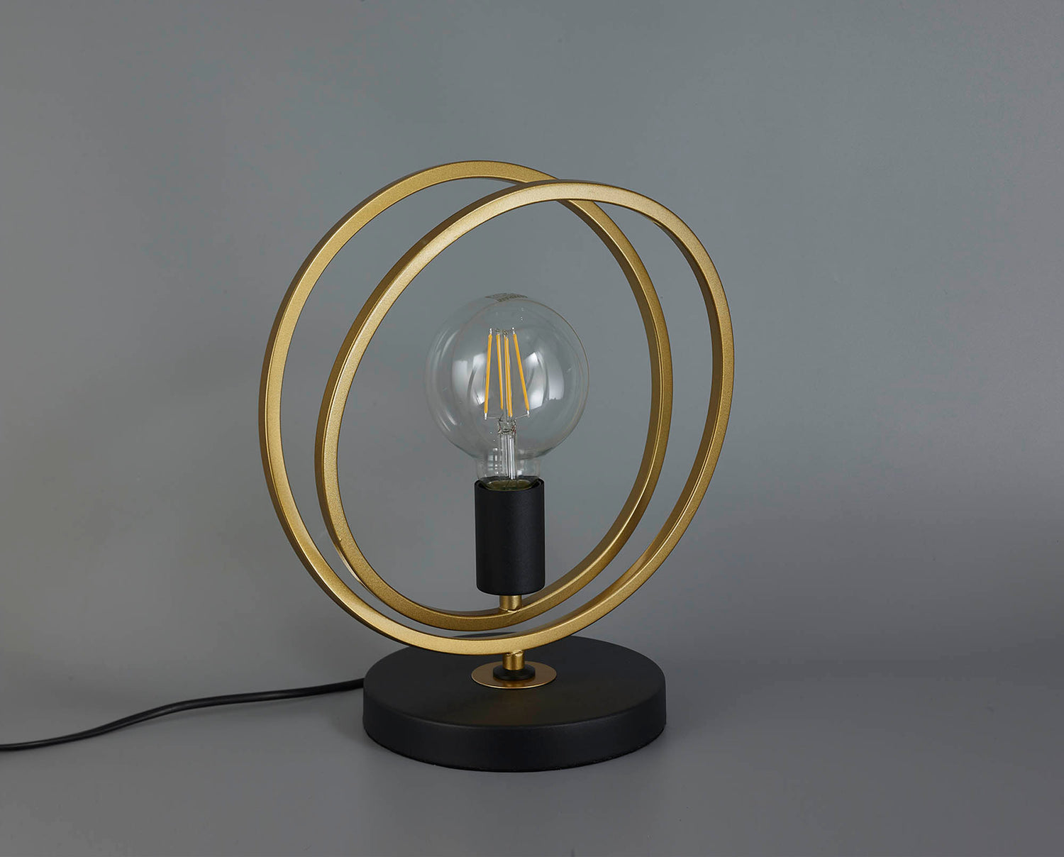 Kay Double Ring Table Lamp, 1 Light E27, Matt Black / Painted Gold, G95/120 Lamp Recommended