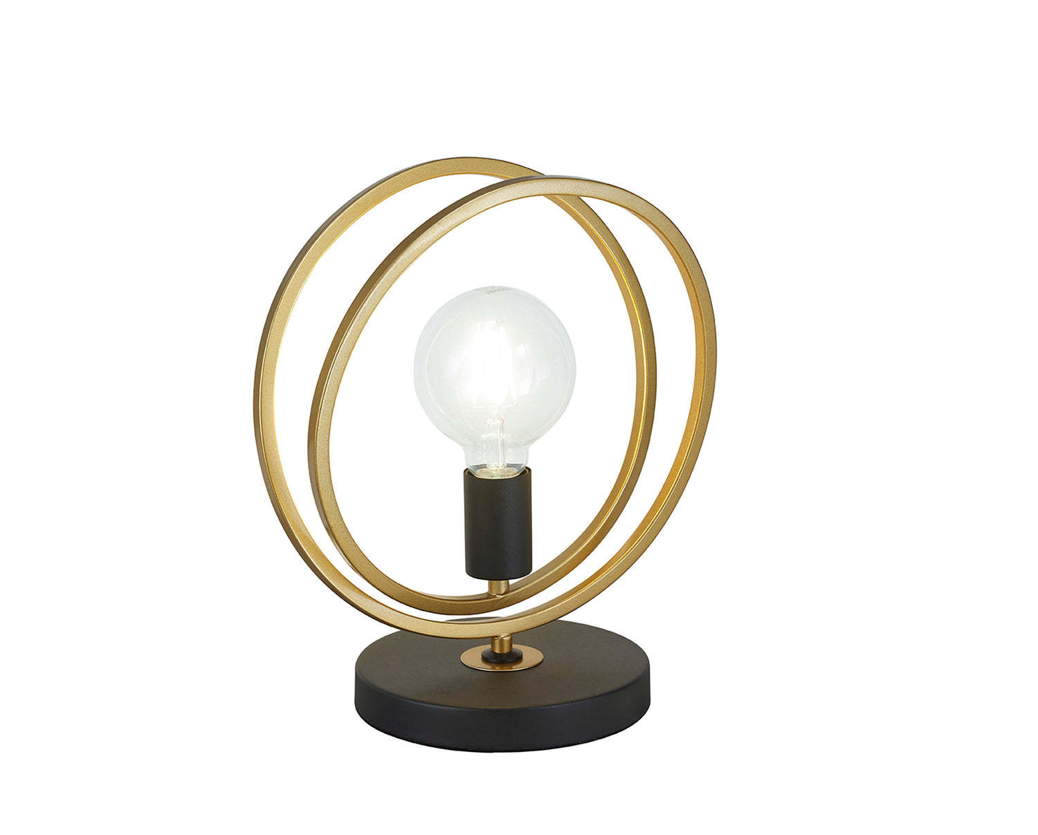 Kay Double Ring Table Lamp, 1 Light E27, Matt Black / Painted Gold, G95/120 Lamp Recommended