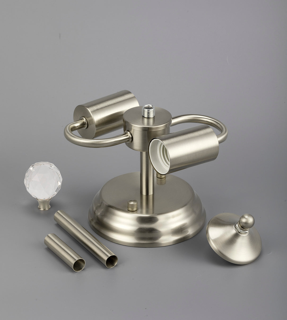 Holloway Semi Flush Ceiling Fitting, 2 x E27, Satin Nickel