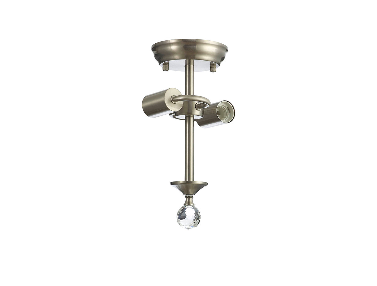 Holloway Semi Flush Ceiling Fitting, 2 x E27, Satin Nickel