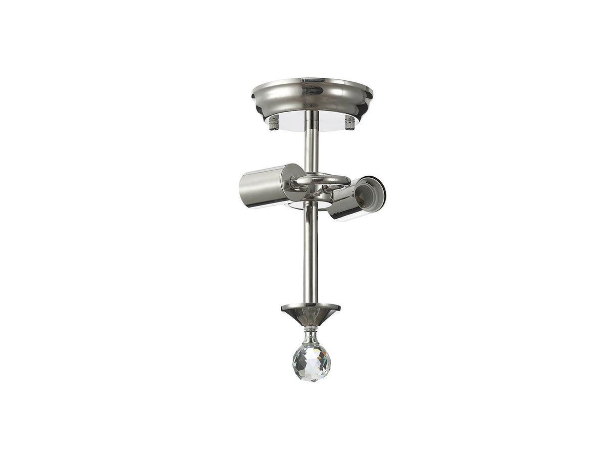 Holloway Semi Flush Ceiling Fitting, 2 x E27, Polished Nickel