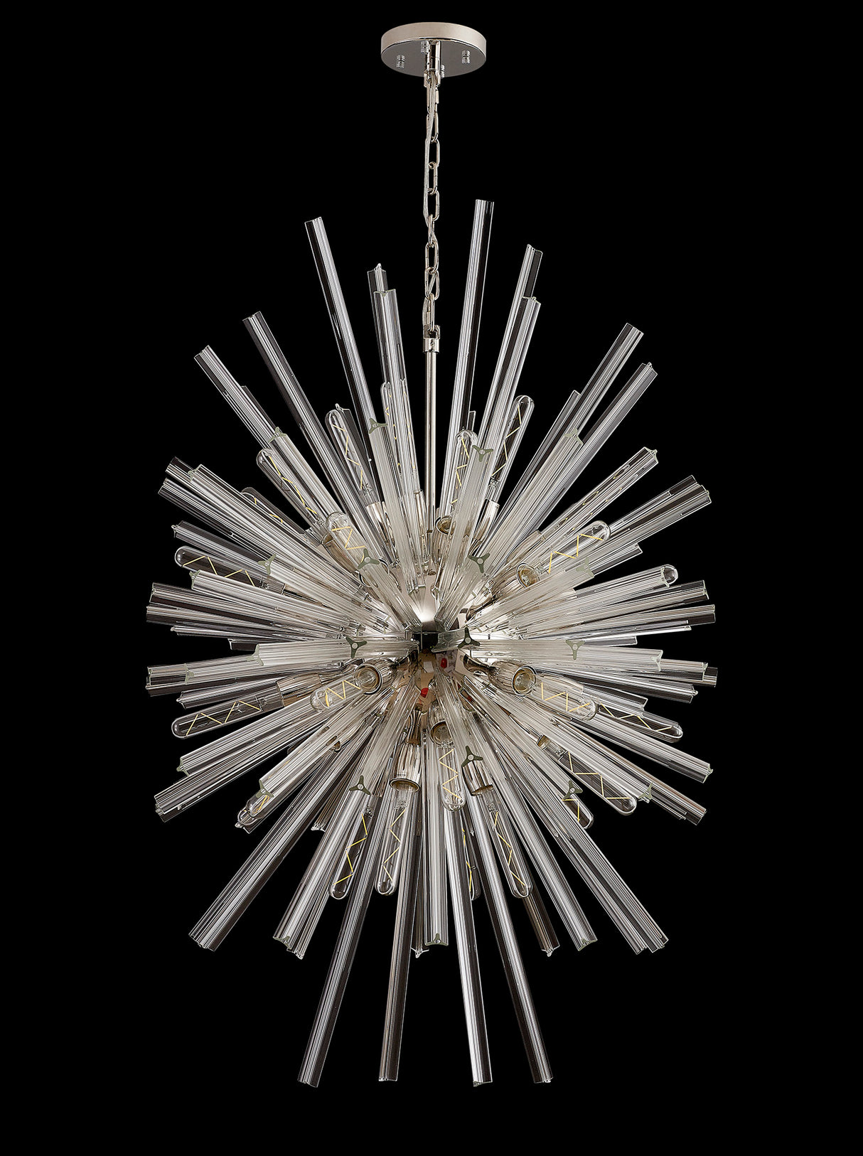 Harris 32 Light E27, Vertical Oval Pendant Polished Nickel / Clear Glass, Item Weight: 22kg