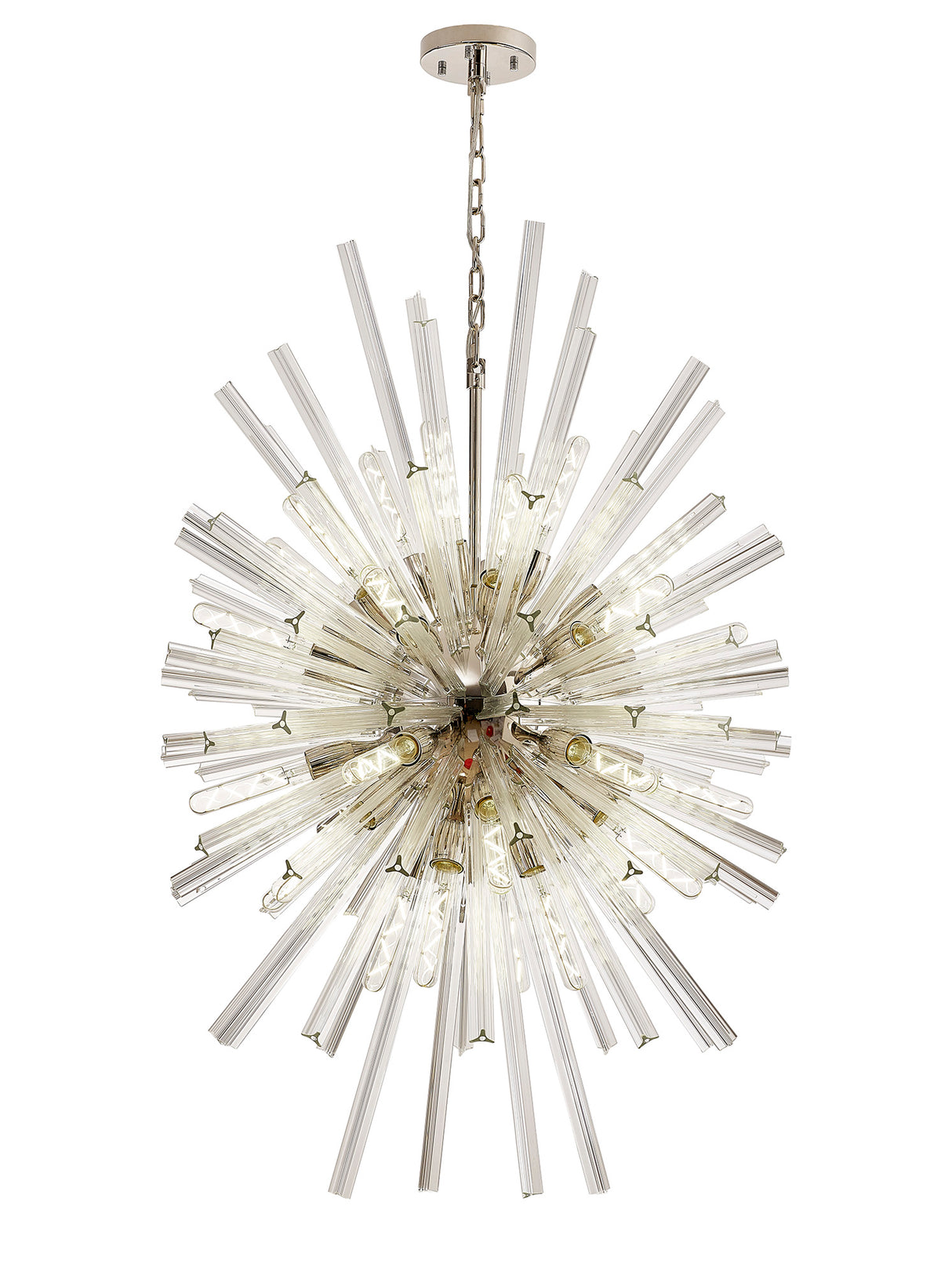 Harris 32 Light E27, Vertical Oval Pendant Polished Nickel / Clear Glass, Item Weight: 22kg