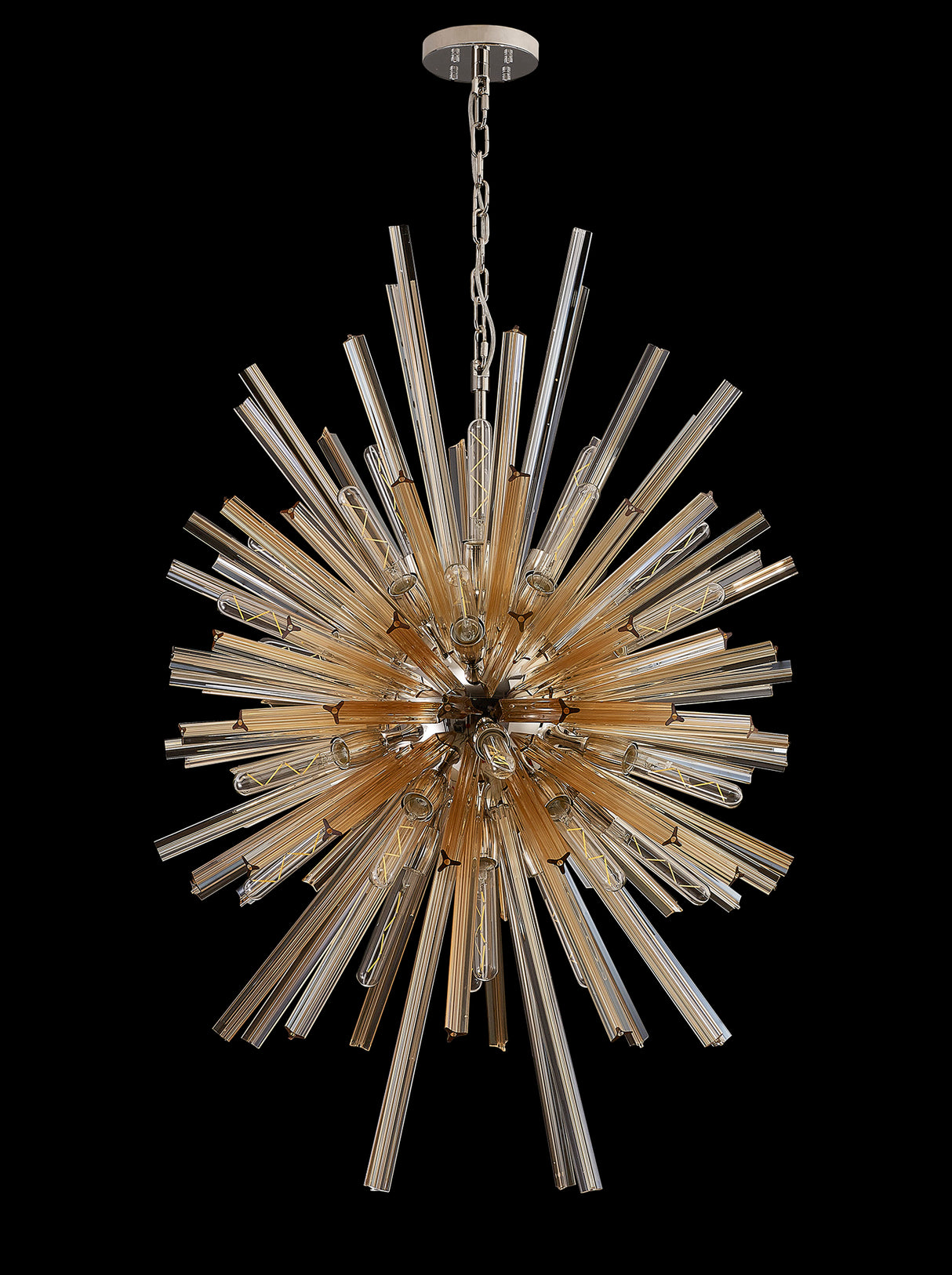 Harris 32 Light E27, Vertical Oval Pendant Polished Nickel / Champagne Glass, Item Weight: 22kg