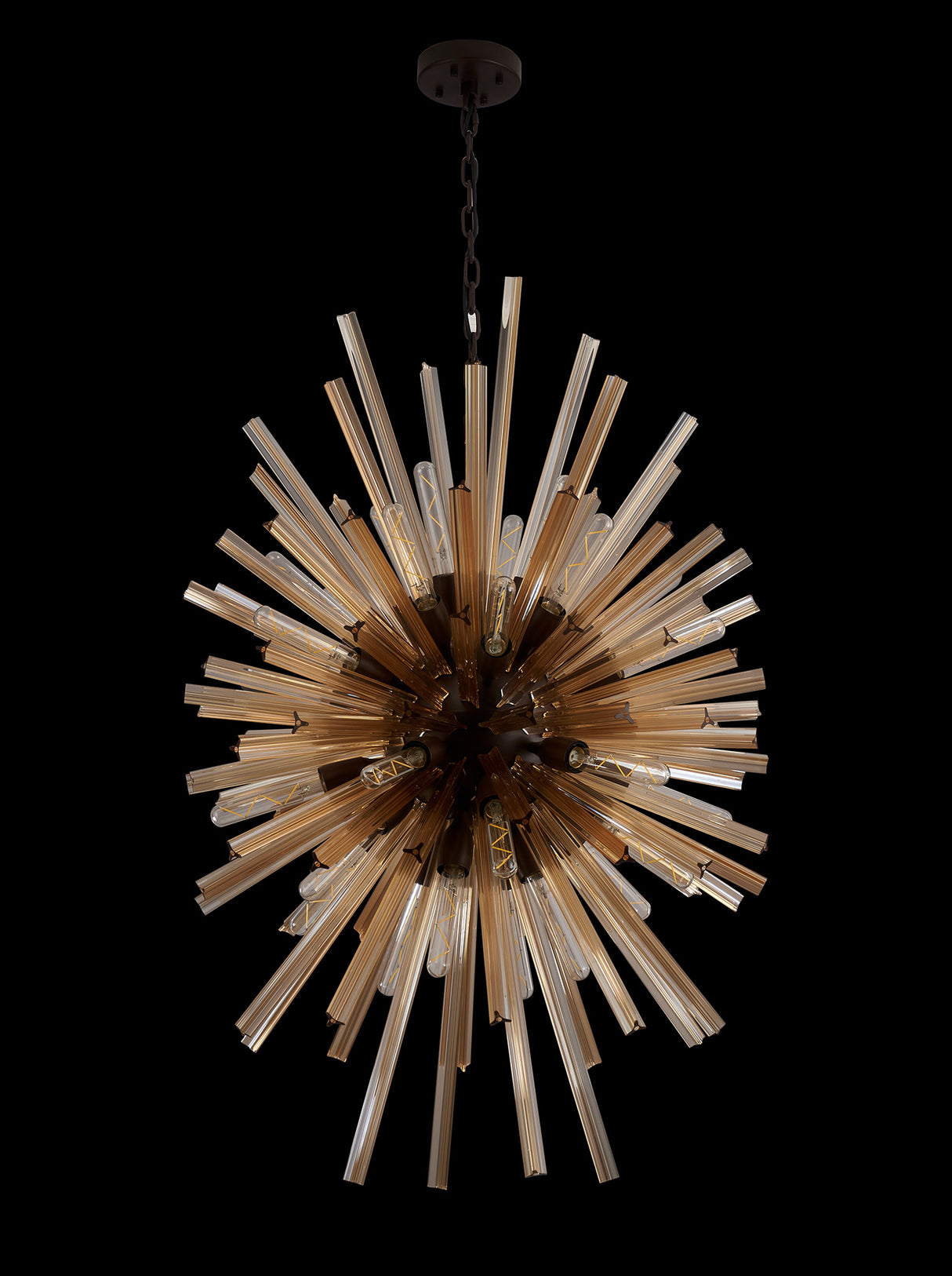 Harris 32 Light E27, Vertical Oval Pendant Brown Oxide / Champagne Glass, Item Weight: 22kg