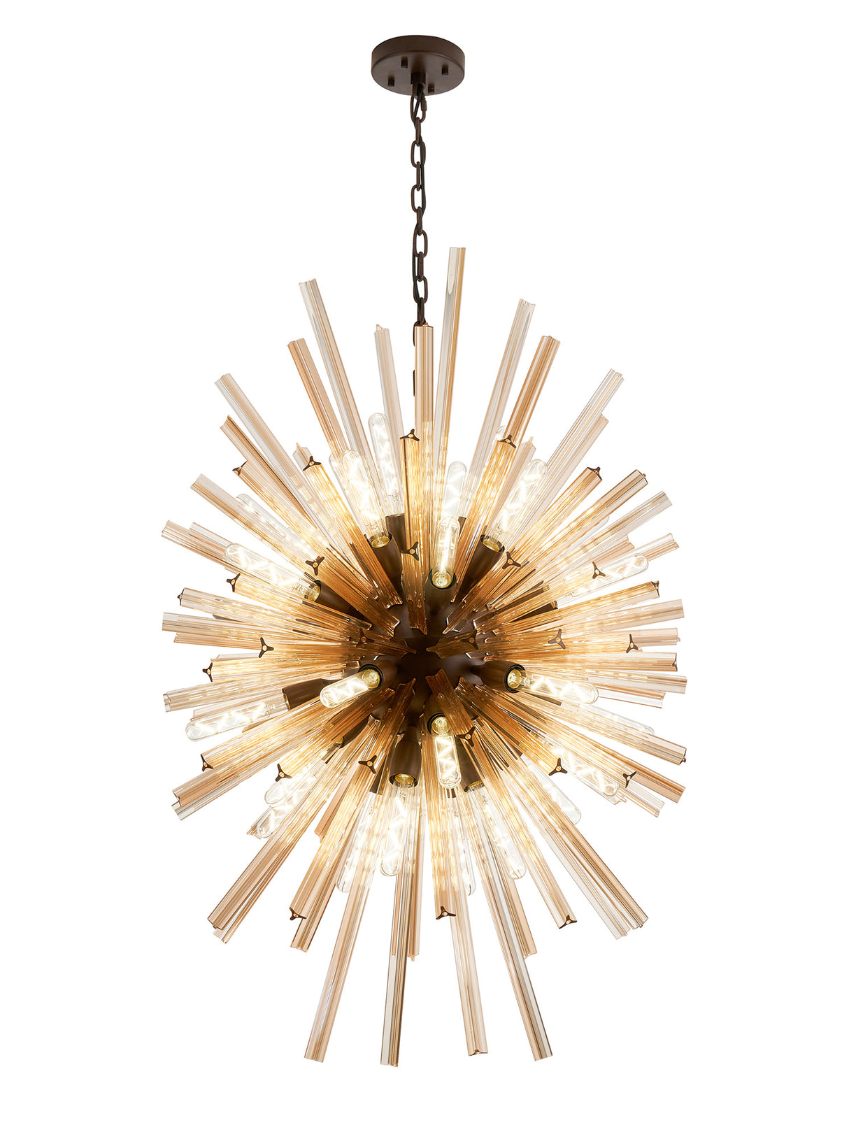 Harris 32 Light E27, Vertical Oval Pendant Brown Oxide / Champagne Glass, Item Weight: 22kg